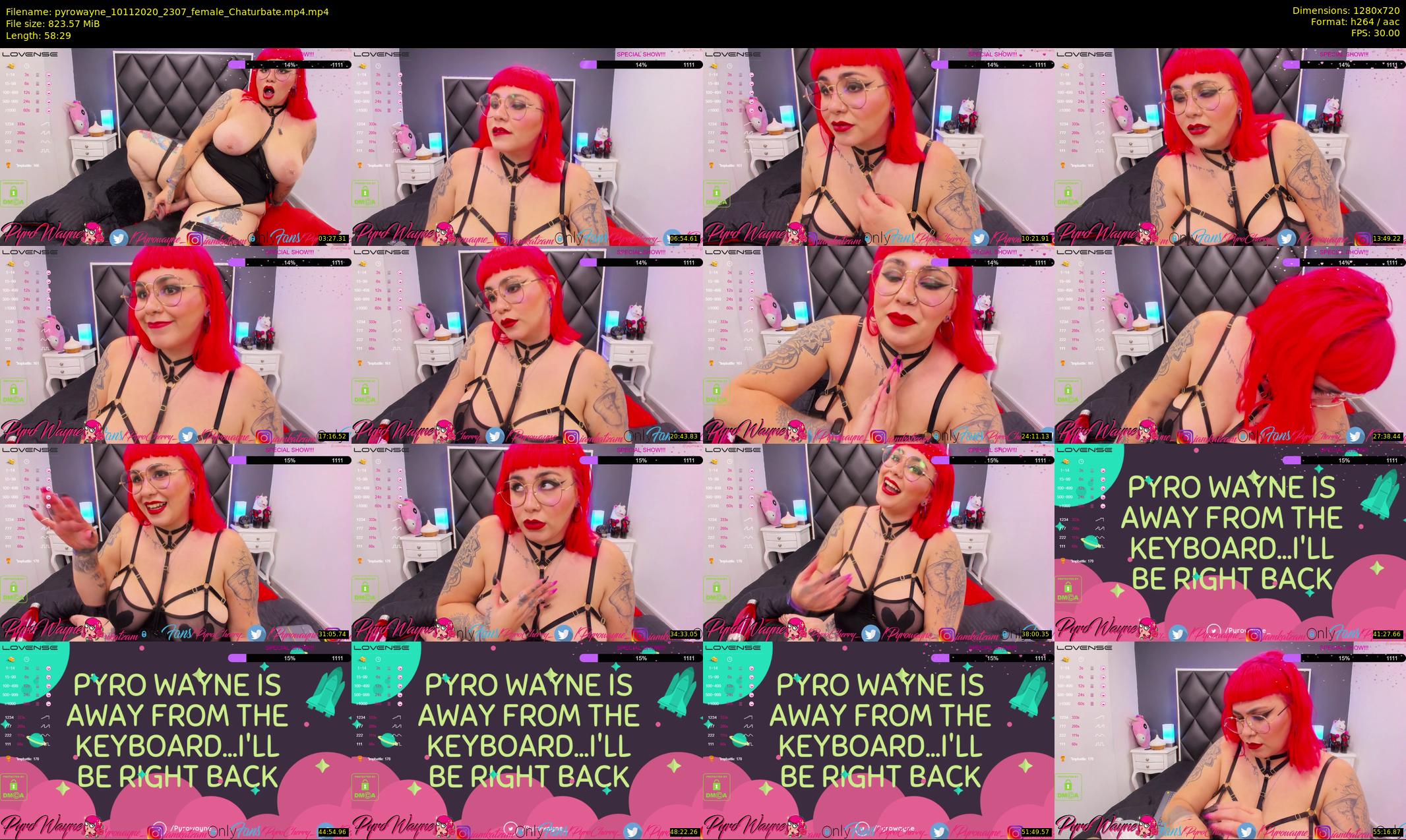 pyrowayne — 59 minute Chaturbate female cam show recording, 720p, Nov 10, 2020