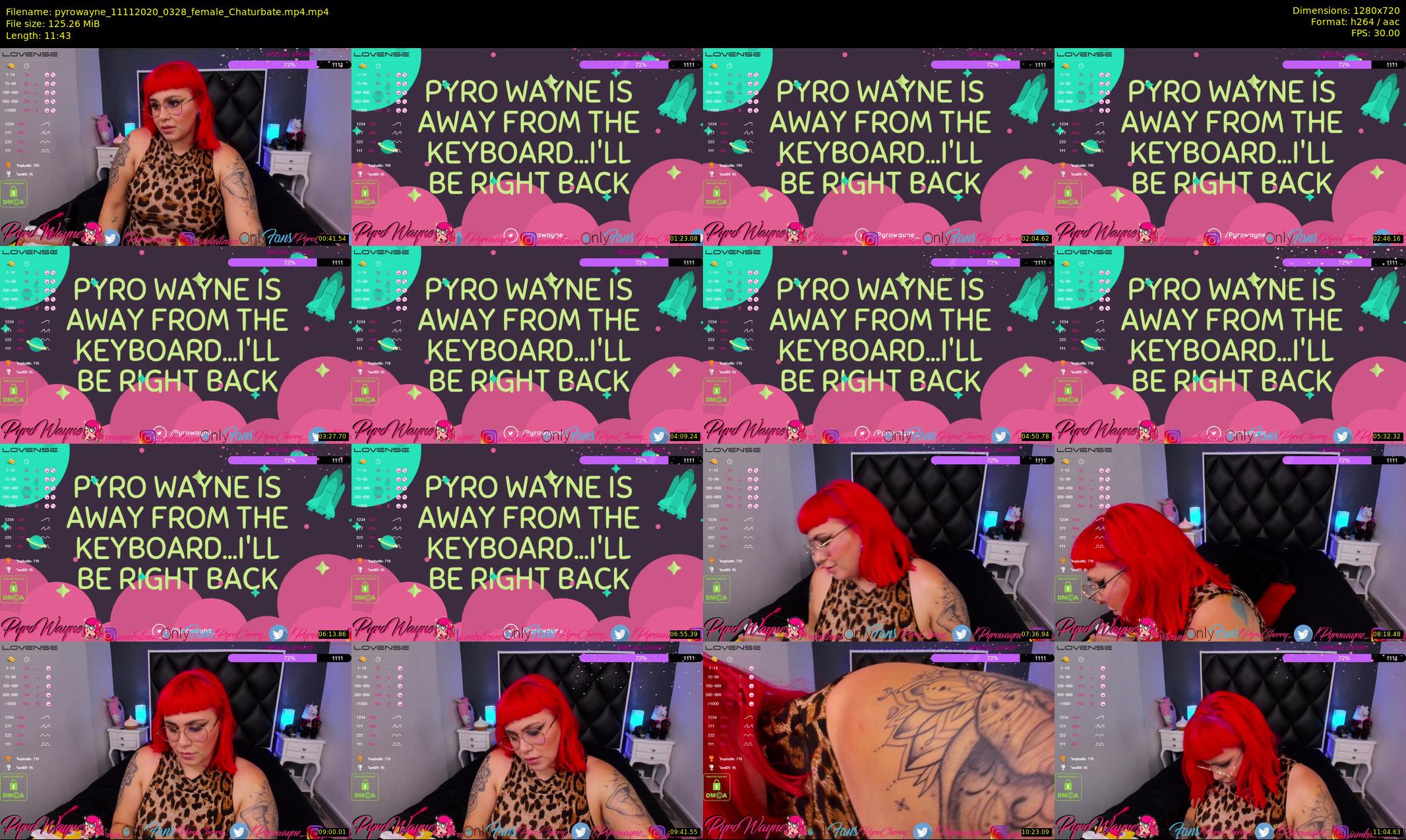 pyrowayne — 12 minute Chaturbate female cam show recording, 720p, Nov 11, 2020