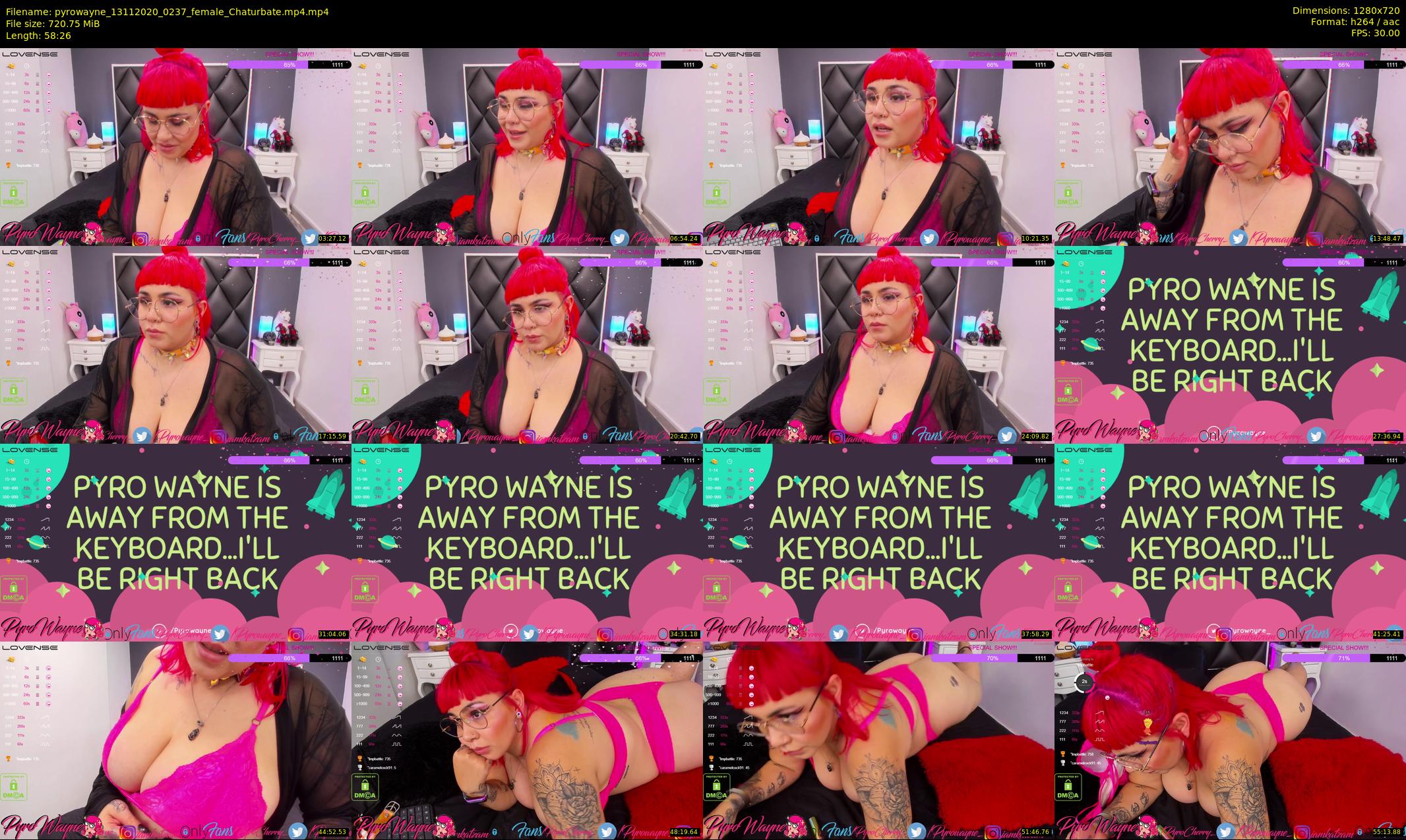 pyrowayne — 59 minute Chaturbate female cam show recording, 720p, Nov 13, 2020