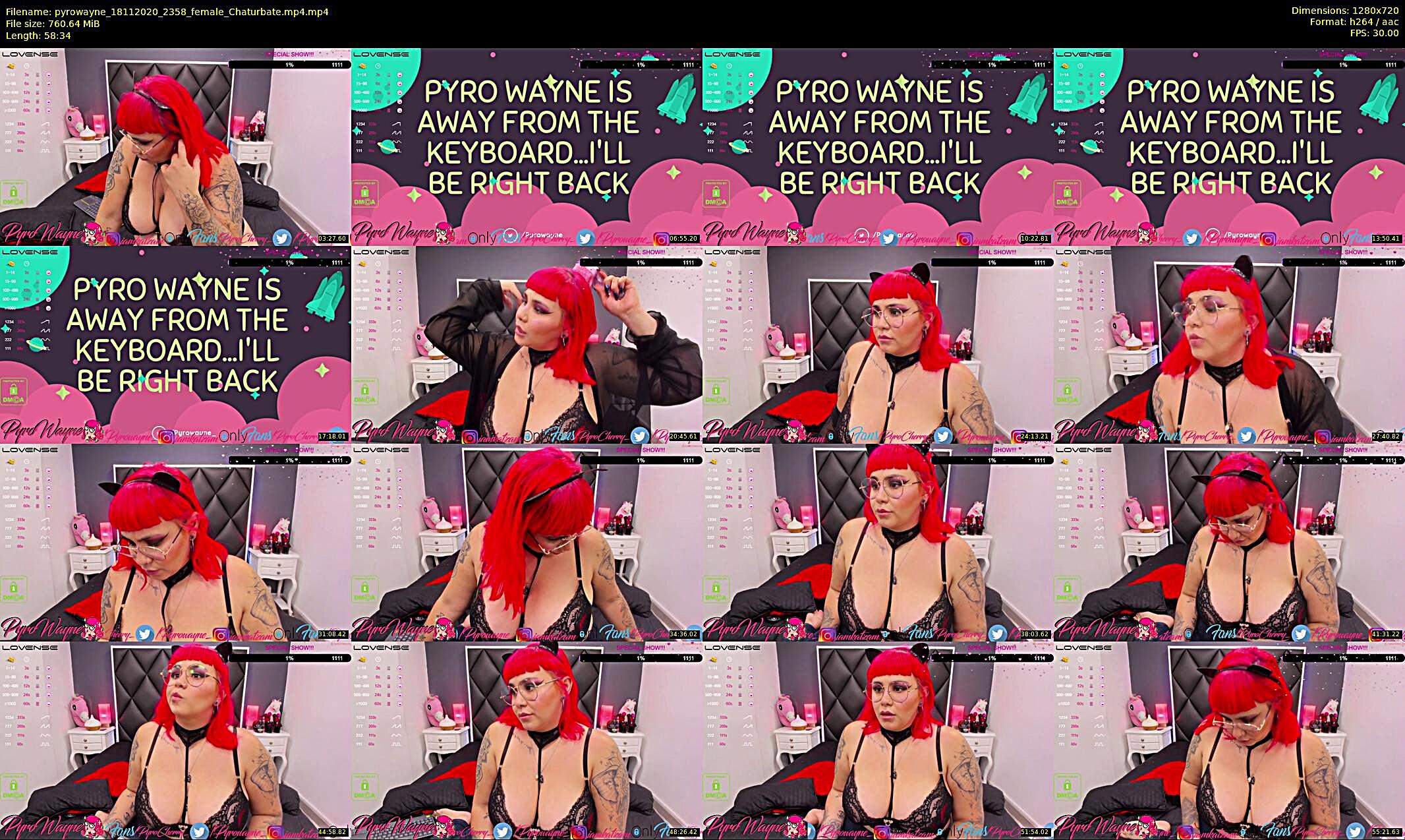 pyrowayne — 59 minute Chaturbate female cam show recording, 720p, Nov 18, 2020