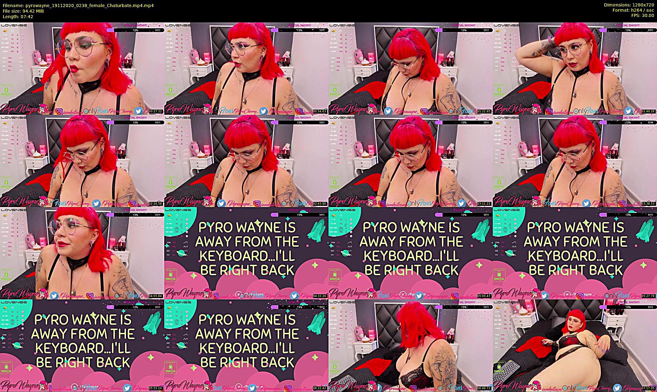 pyrowayne — 8 minute Chaturbate female cam show recording, 720p, Nov 19, 2020