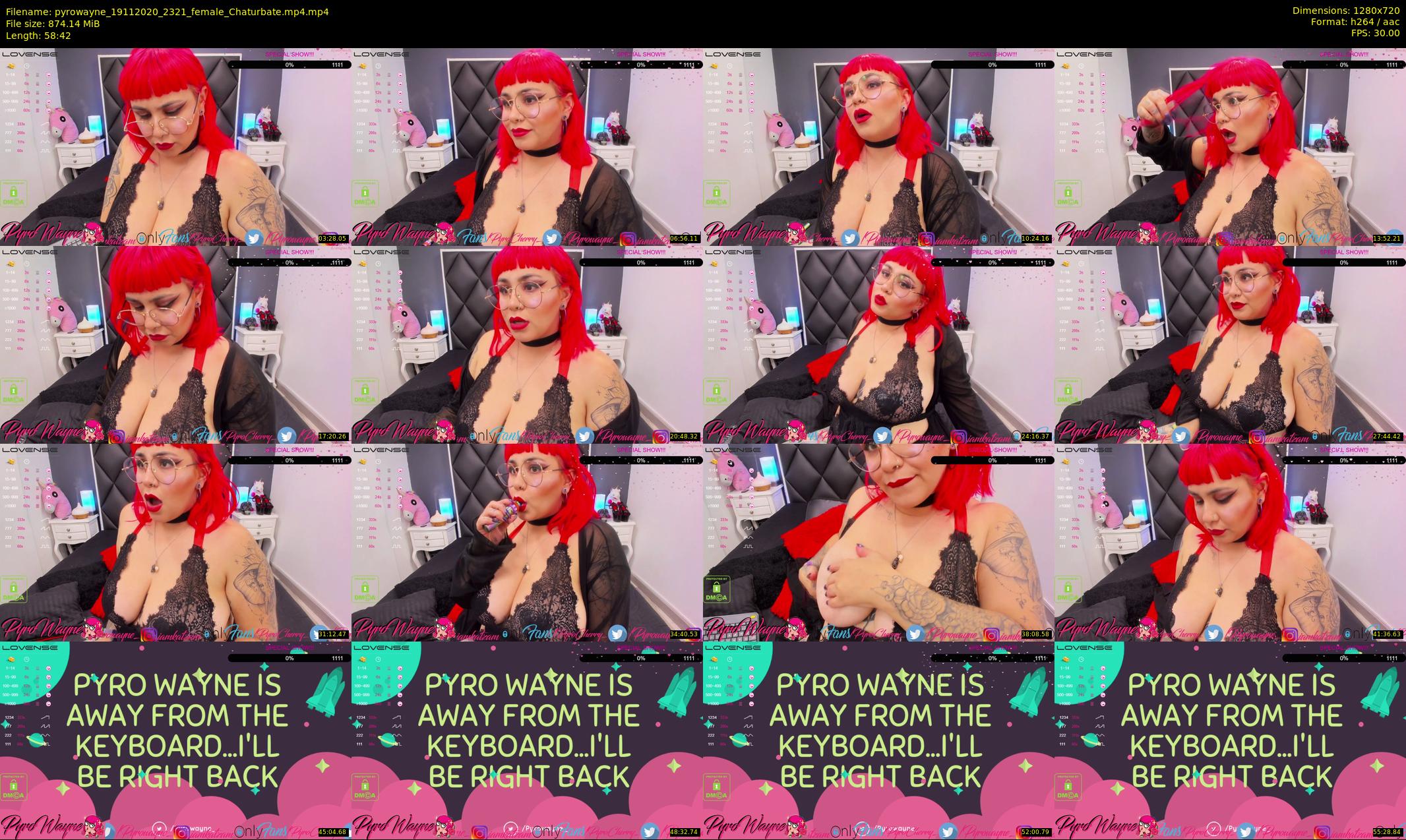 pyrowayne — 59 minute Chaturbate female cam show recording, 720p, Nov 19, 2020