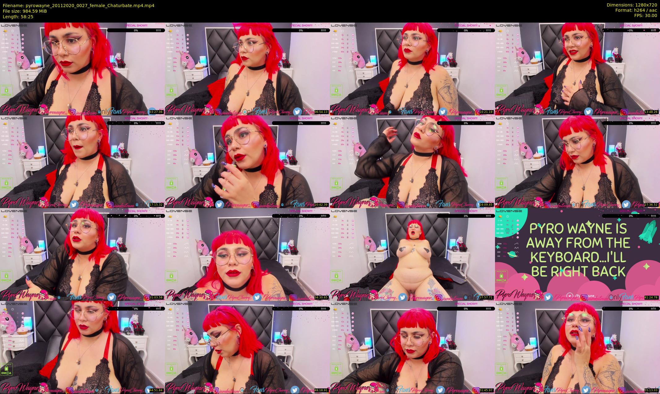 pyrowayne — 59 minute Chaturbate female cam show recording, 720p, Nov 20, 2020