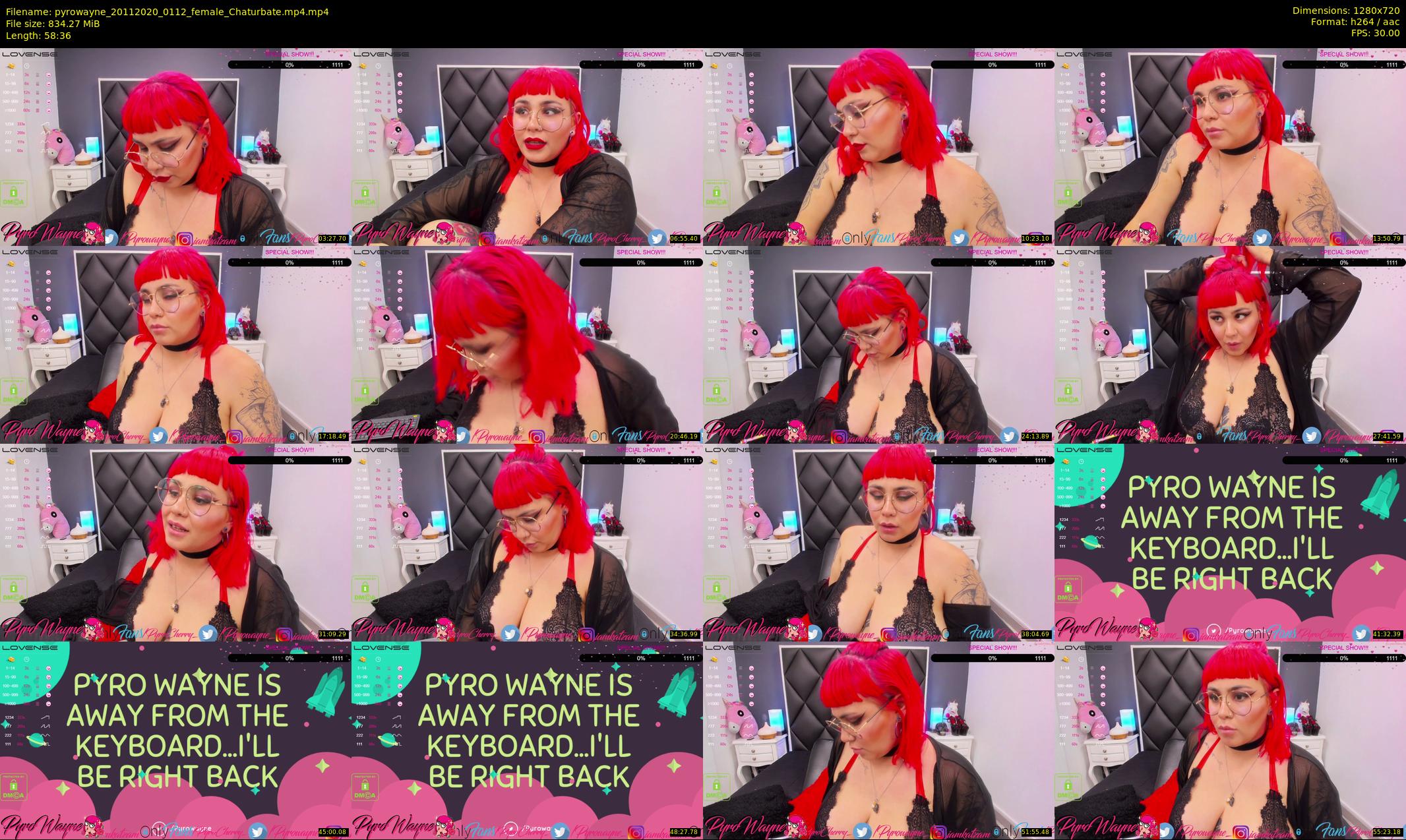 pyrowayne — 59 minute Chaturbate female cam show recording, 720p, Nov 20, 2020