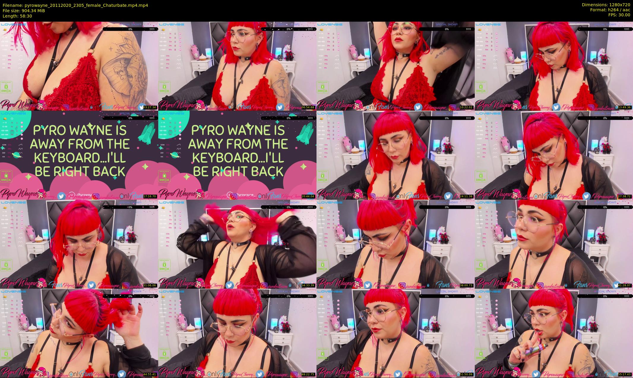 pyrowayne — 59 minute Chaturbate female cam show recording, 720p, Nov 20, 2020