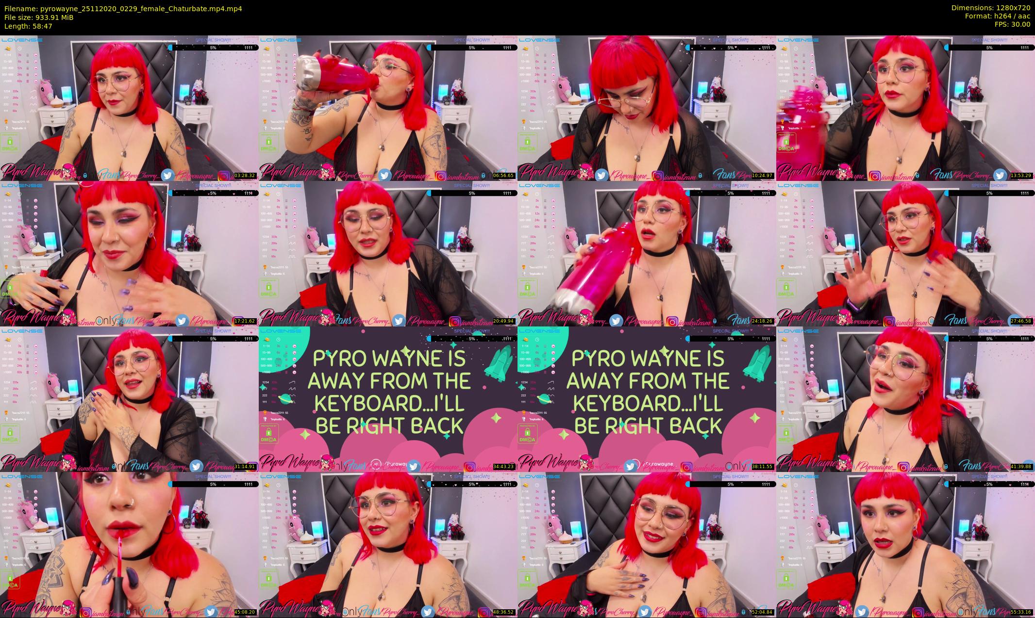 pyrowayne — 59 minute Chaturbate female cam show recording, 720p, Nov 25, 2020