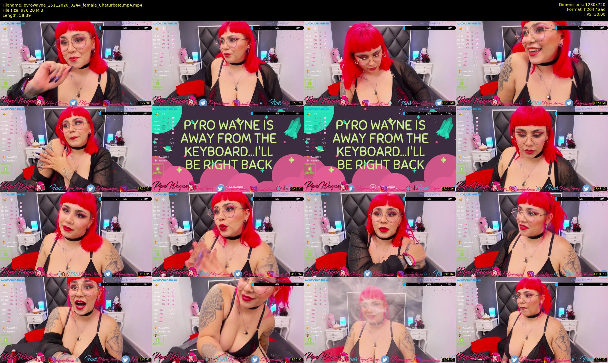 pyrowayne — 59 minute Chaturbate female cam show recording, 720p, Nov 25, 2020