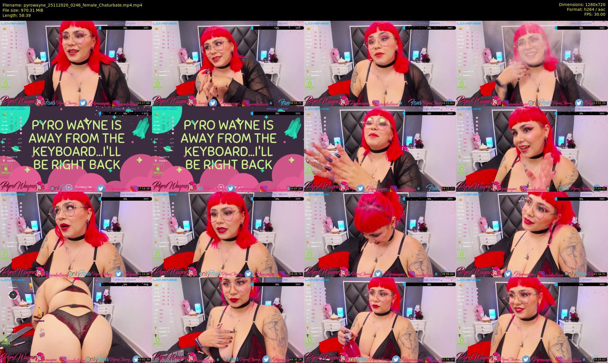 pyrowayne — 59 minute Chaturbate female cam show recording, 720p, Nov 25, 2020