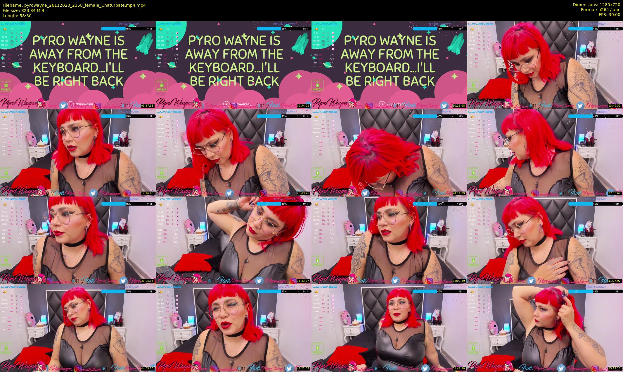 pyrowayne — 59 minute Chaturbate female cam show recording, 720p, Nov 26, 2020