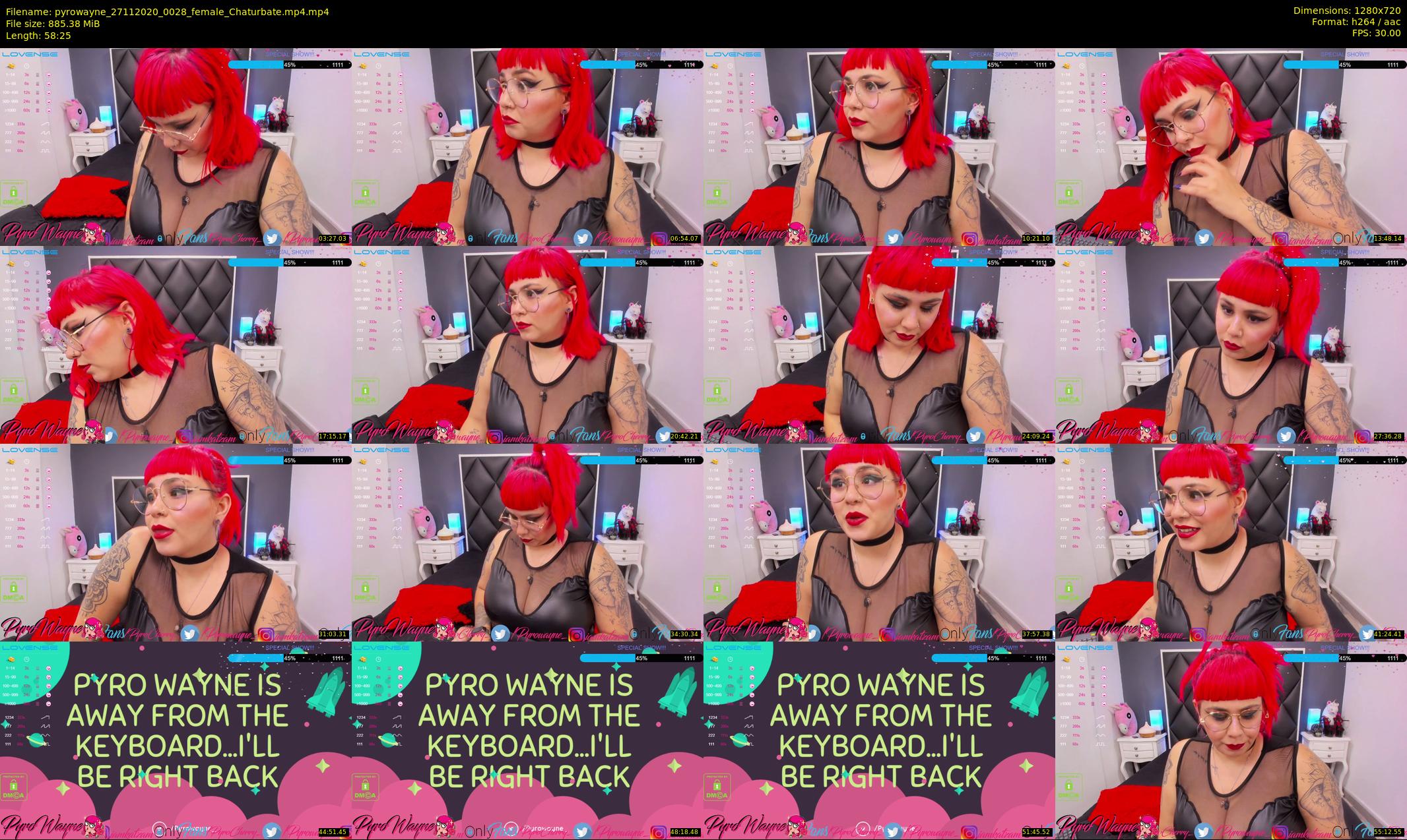 pyrowayne — 59 minute Chaturbate female cam show recording, 720p, Nov 27, 2020
