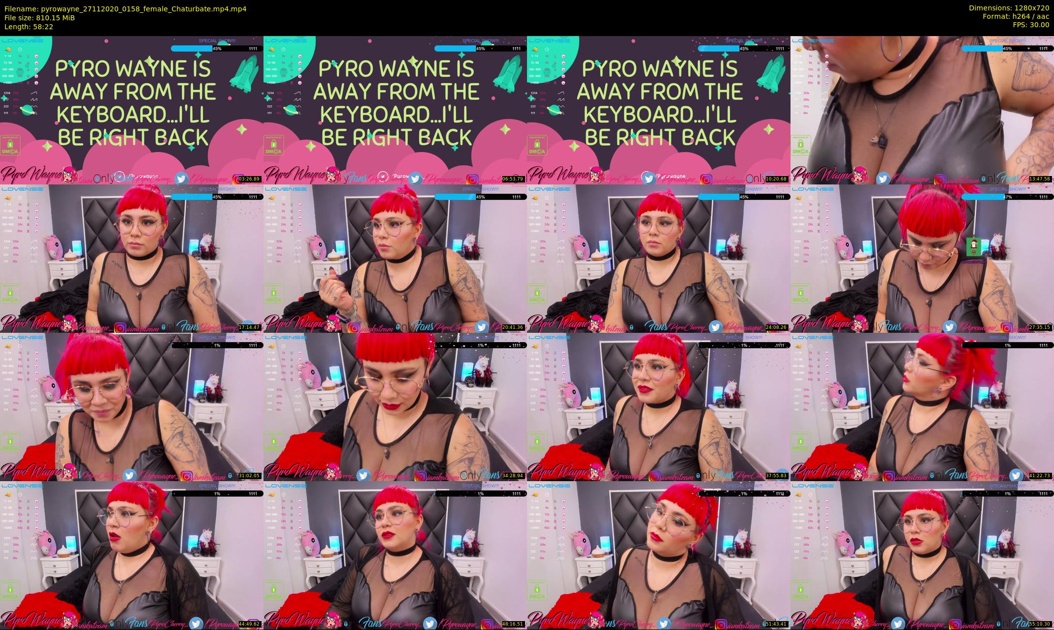 pyrowayne — 59 minute Chaturbate female cam show recording, 720p, Nov 27, 2020