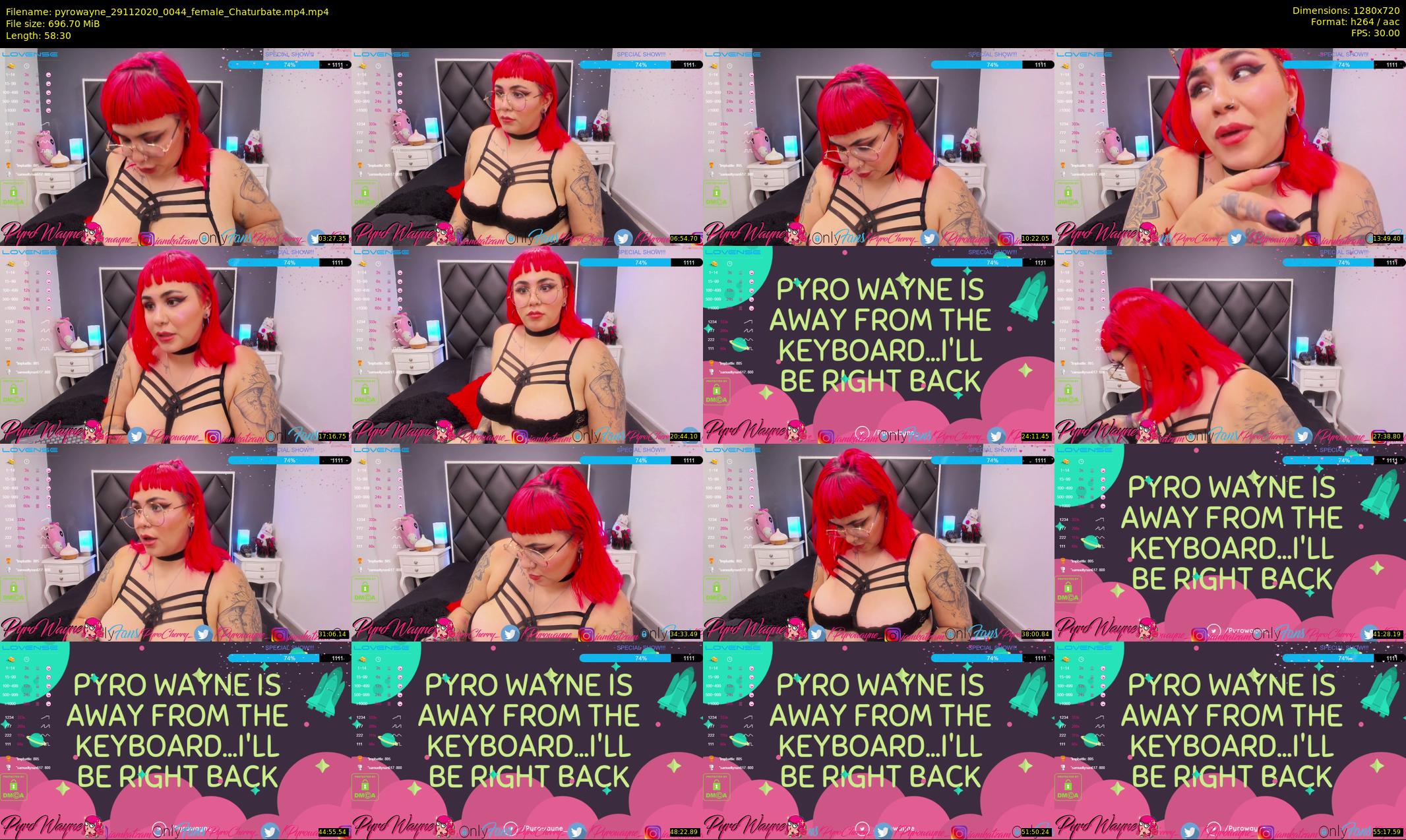 pyrowayne — 59 minute Chaturbate female cam show recording, 720p, Nov 29, 2020
