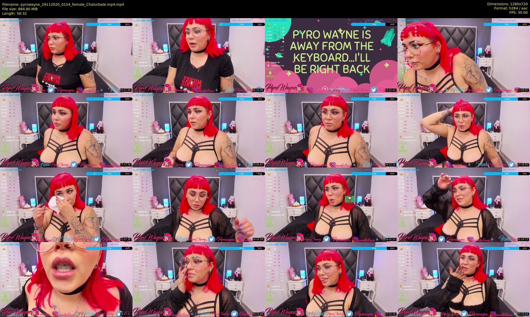 pyrowayne — 59 minute Chaturbate female cam show recording, 720p, Nov 29, 2020