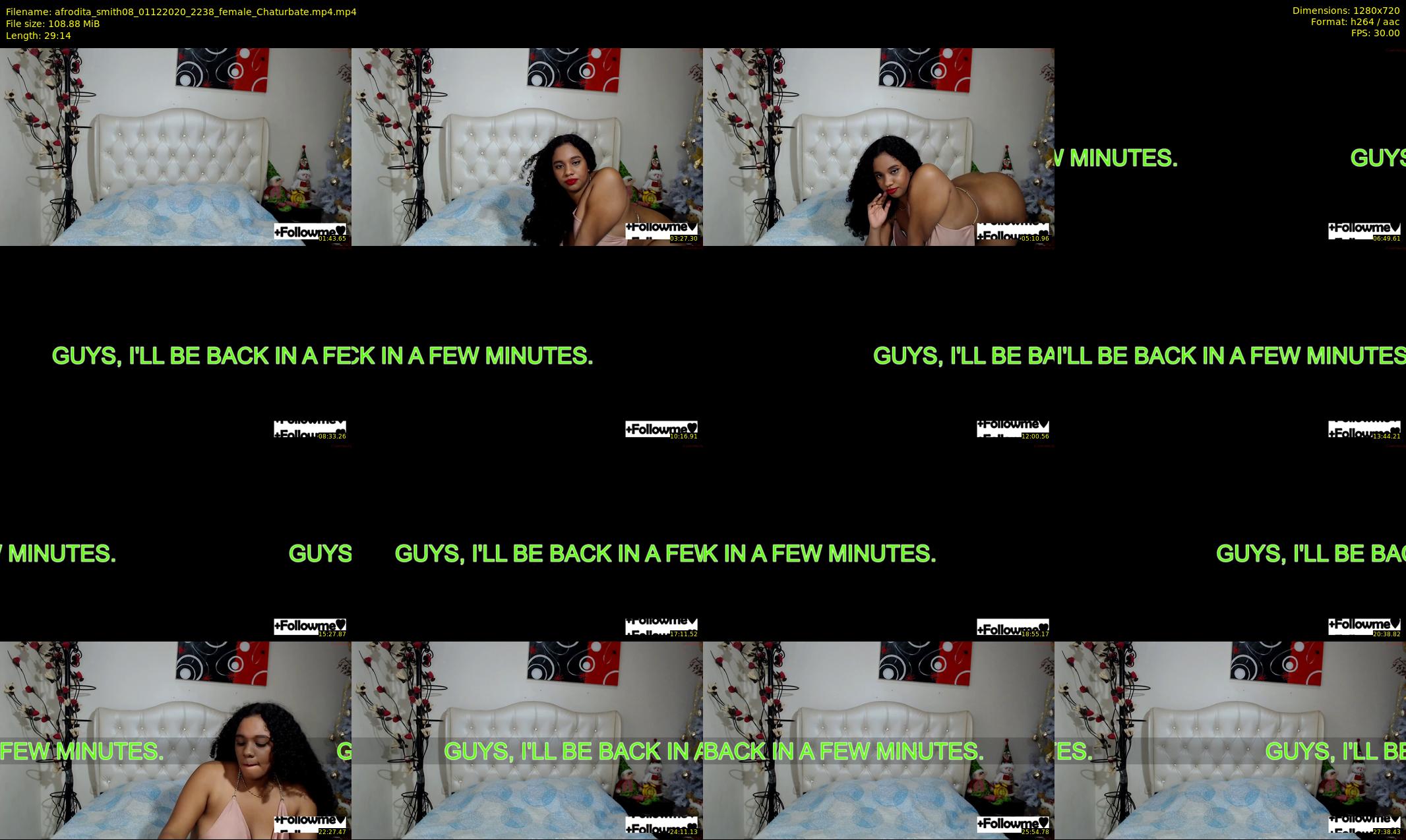 afrodita_smith08 — 30 minute Chaturbate female cam show recording, 720p, Dec 1, 2020