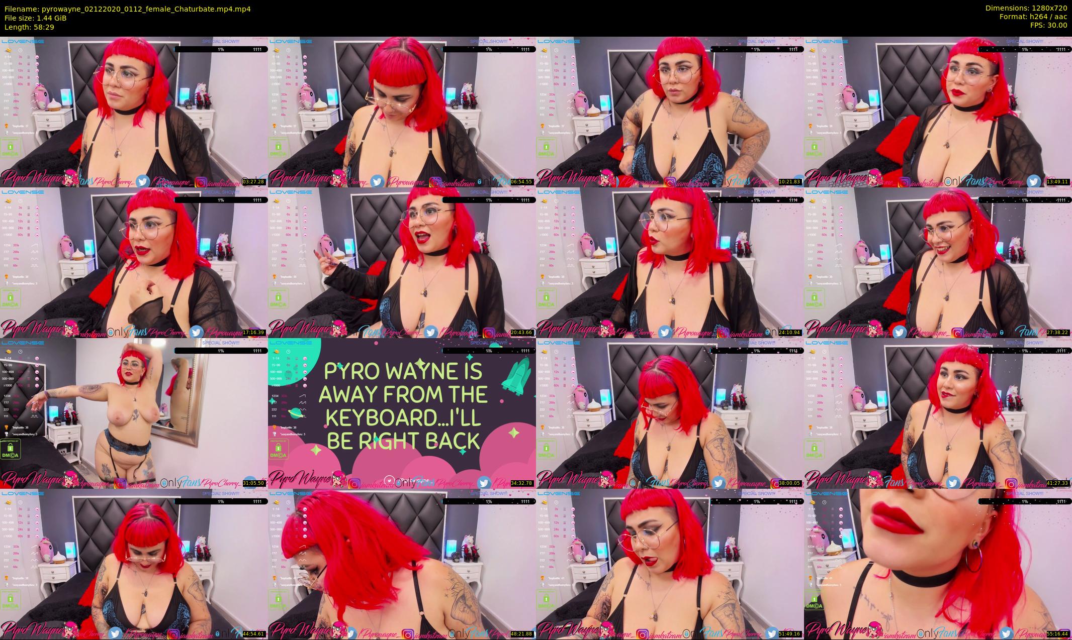 pyrowayne — 59 minute Chaturbate female cam show recording, 720p, Dec 2, 2020