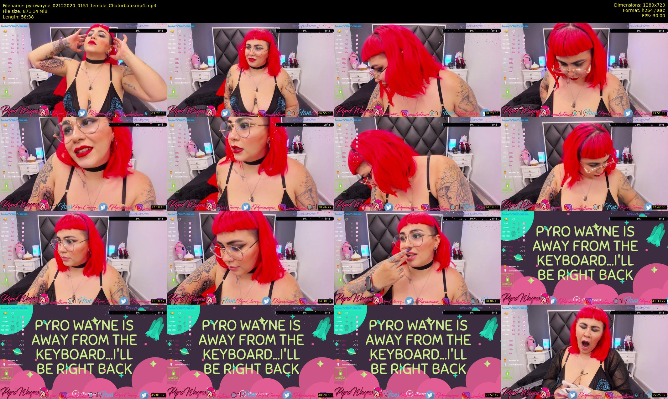 pyrowayne — 59 minute Chaturbate female cam show recording, 720p, Dec 2, 2020