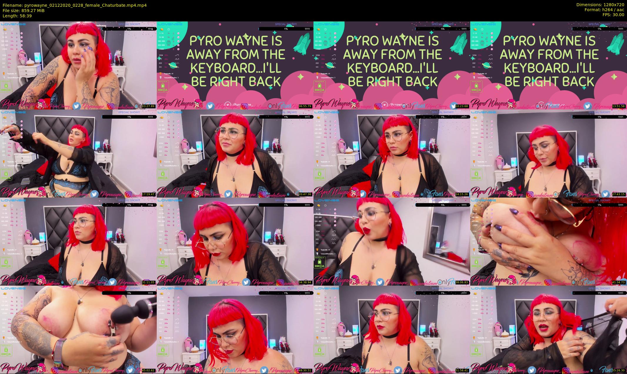 pyrowayne — 59 minute Chaturbate female cam show recording, 720p, Dec 2, 2020