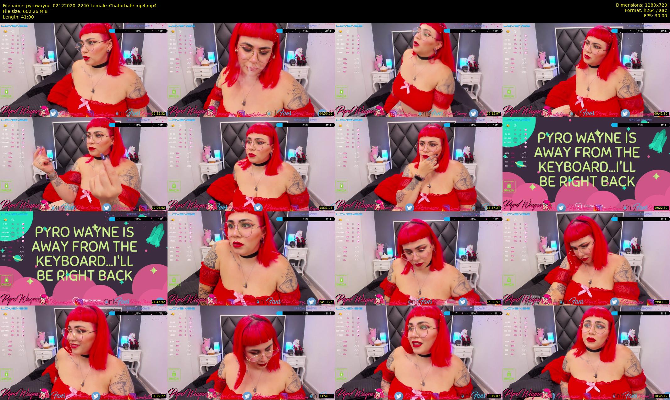 pyrowayne — 41 minute Chaturbate female cam show recording, 720p, Dec 2, 2020