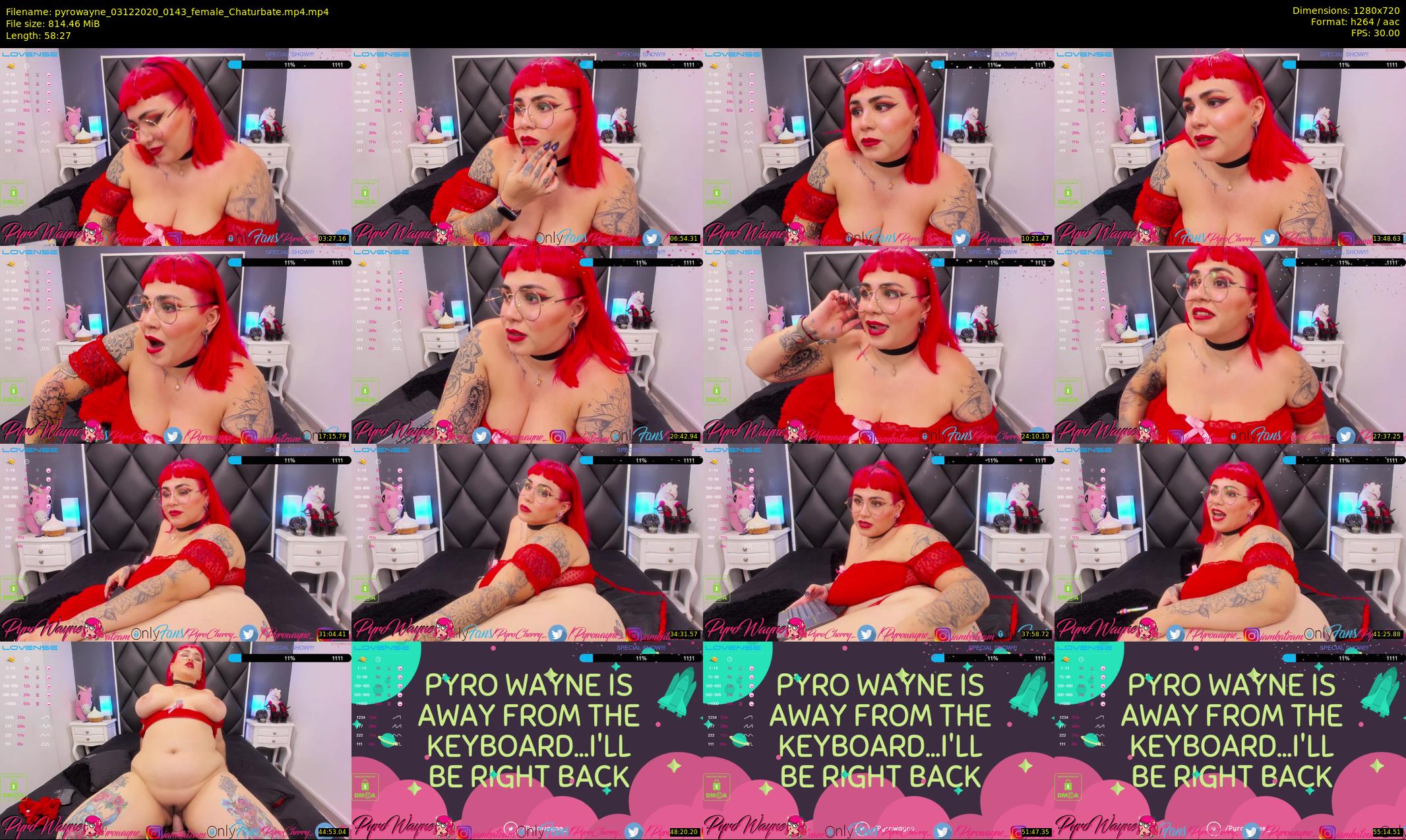 pyrowayne — 59 minute Chaturbate female cam show recording, 720p, Dec 3, 2020