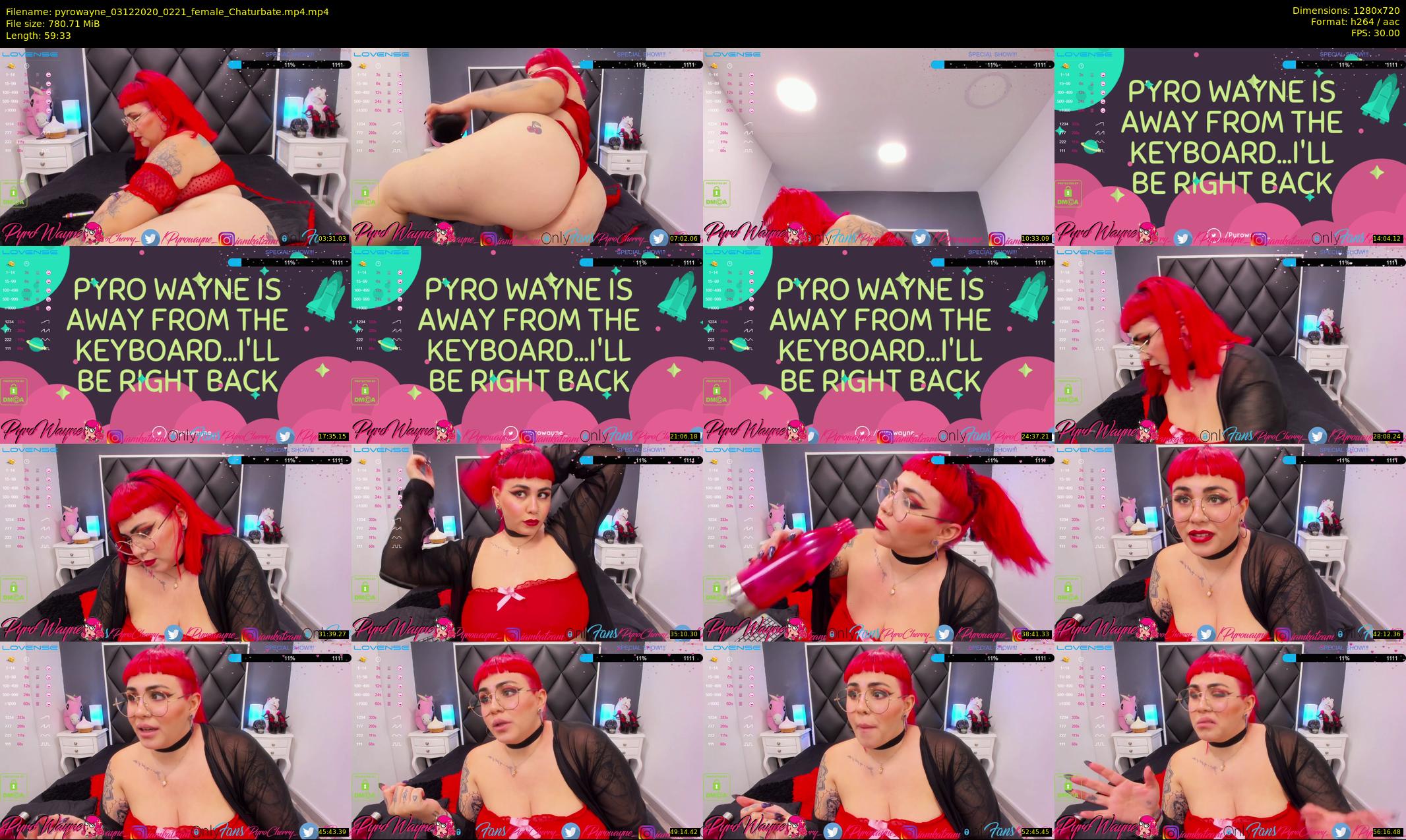 pyrowayne — 60 minute Chaturbate female cam show recording, 720p, Dec 3, 2020