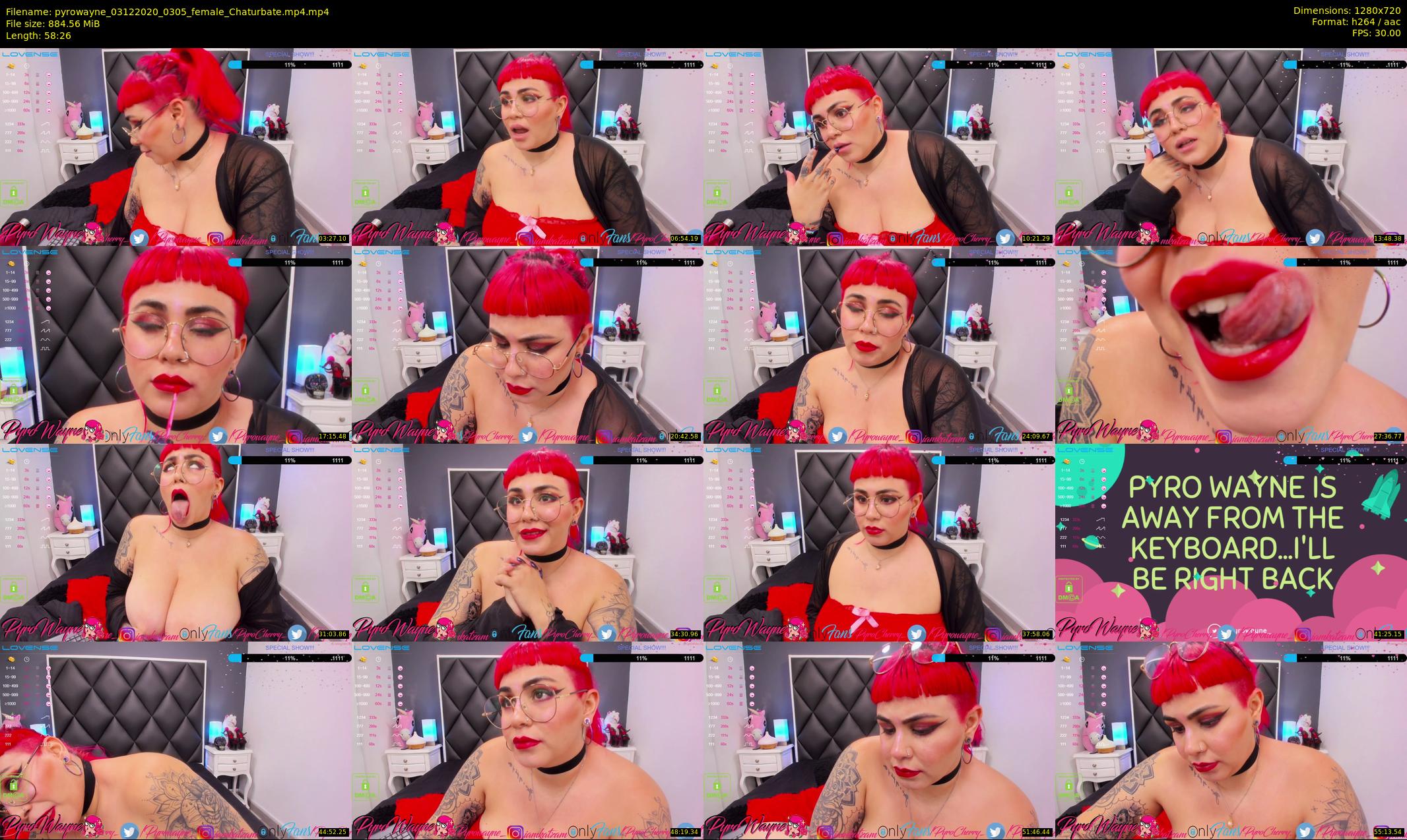 pyrowayne — 59 minute Chaturbate female cam show recording, 720p, Dec 3, 2020