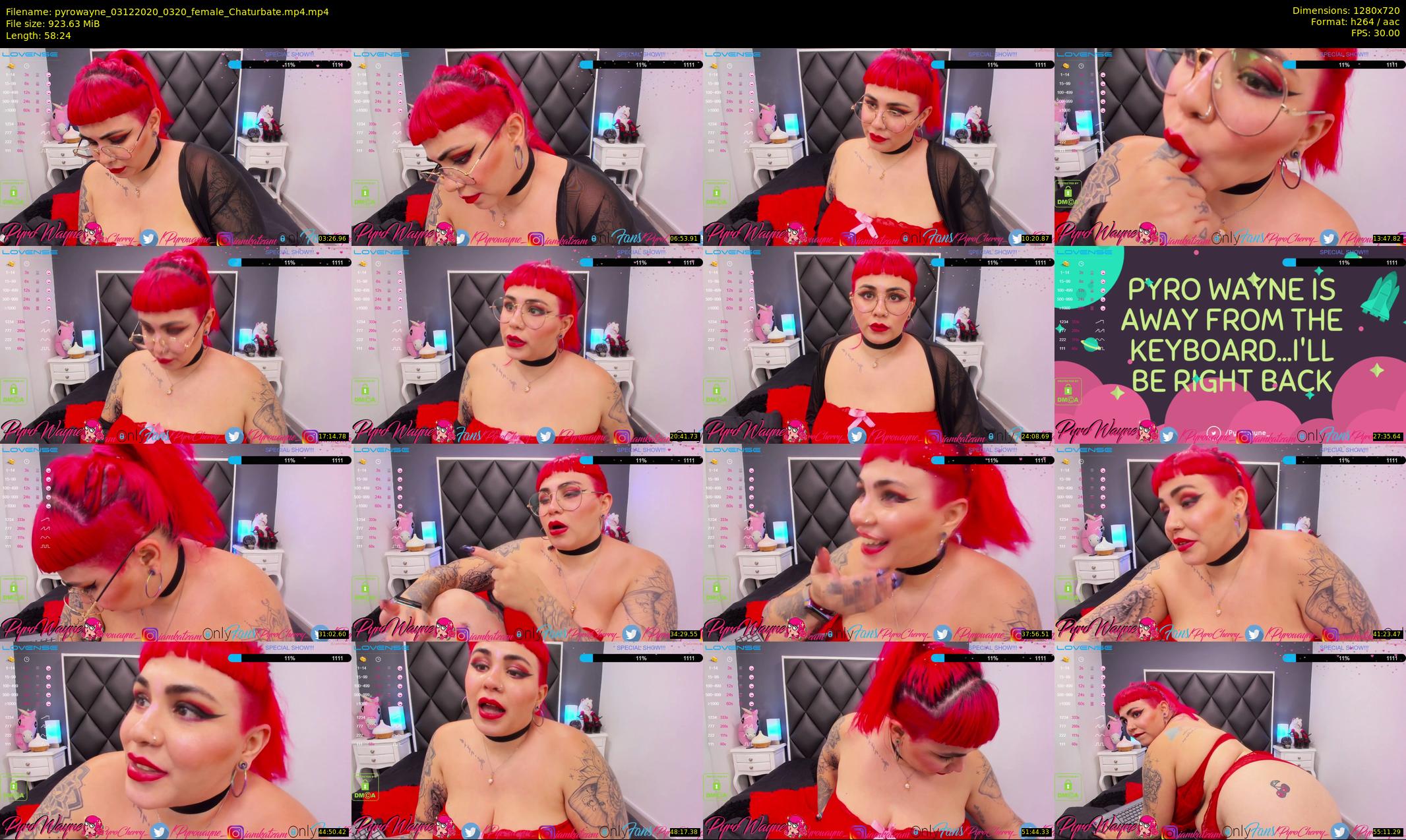 pyrowayne — 59 minute Chaturbate female cam show recording, 720p, Dec 3, 2020
