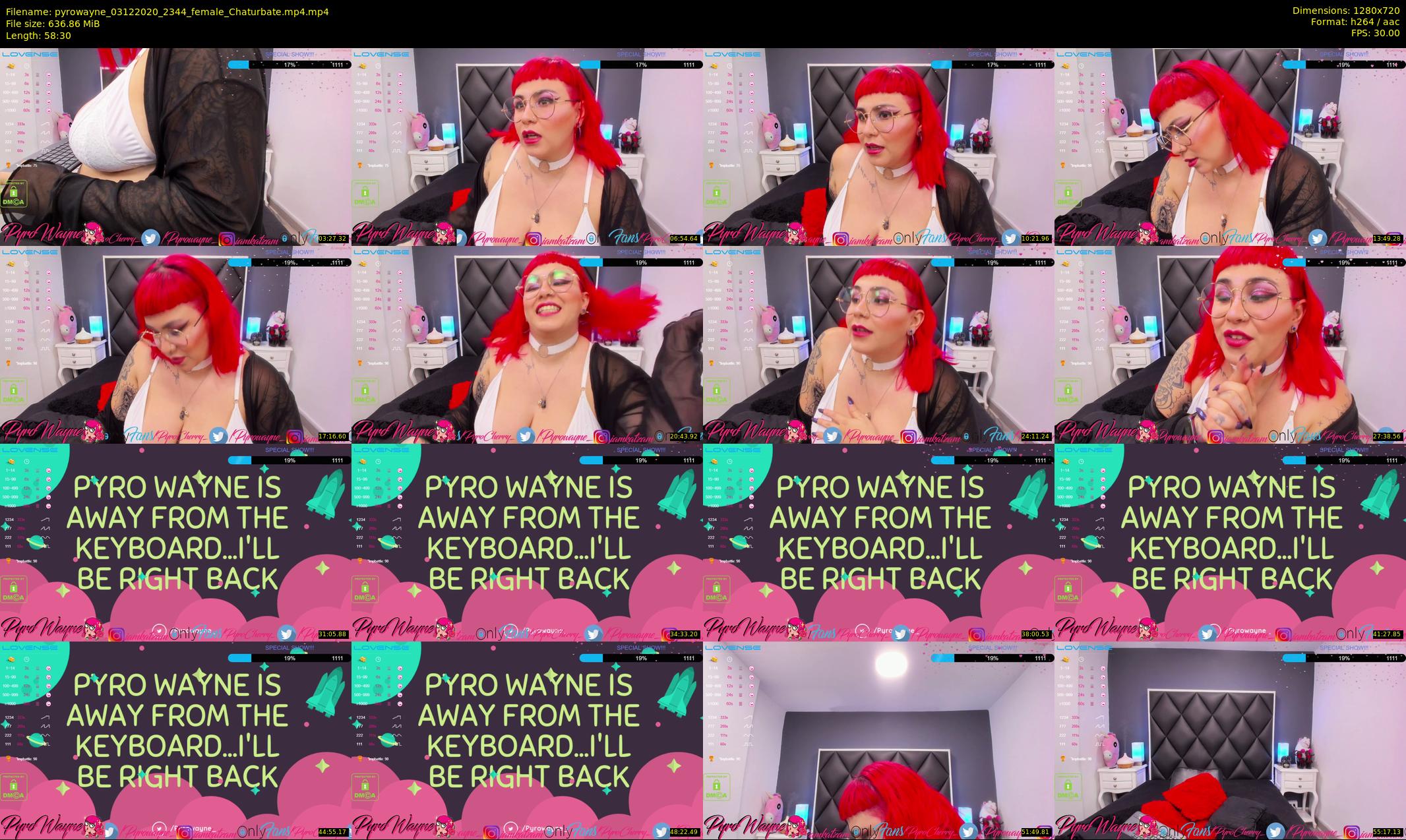 pyrowayne — 59 minute Chaturbate female cam show recording, 720p, Dec 3, 2020