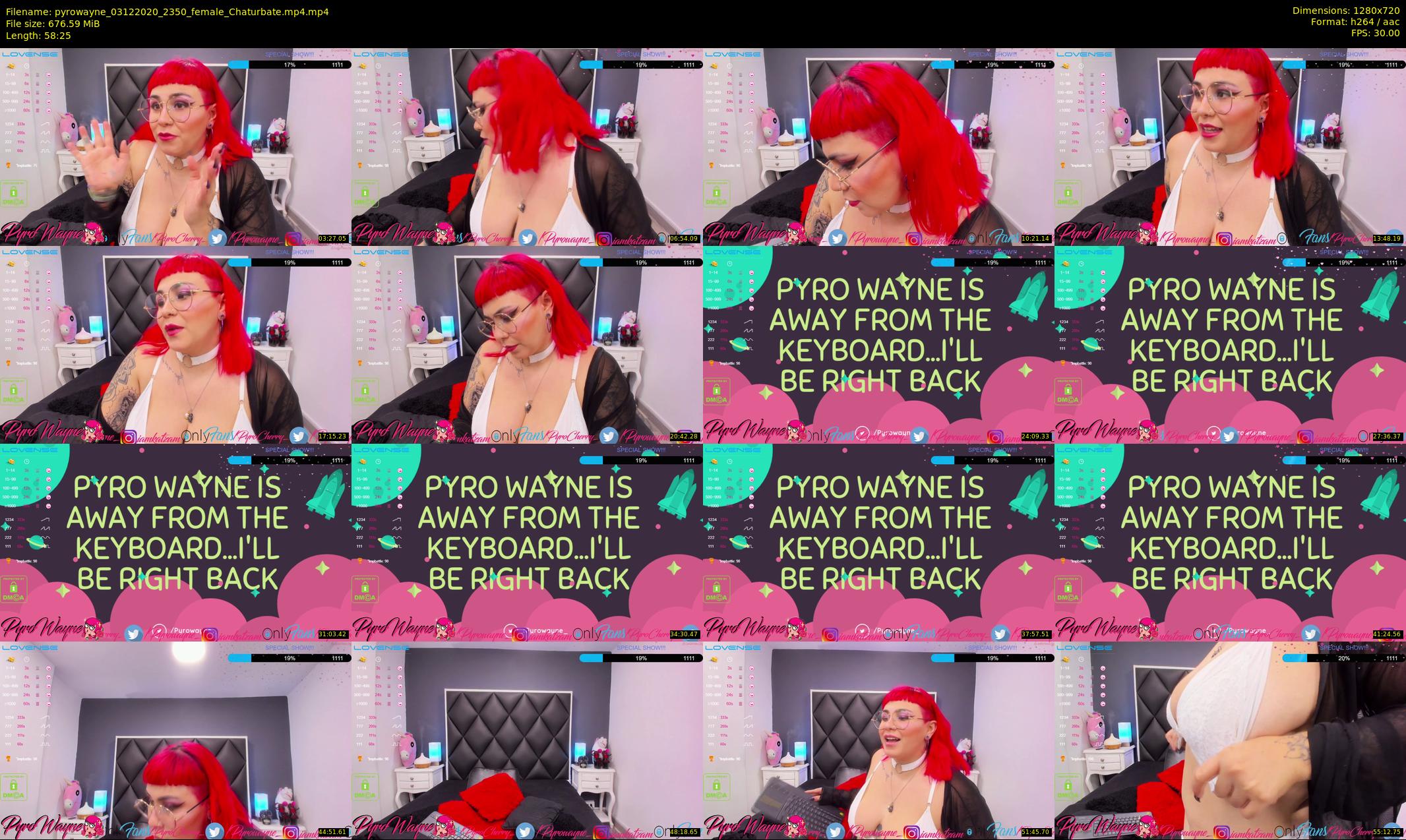 pyrowayne — 59 minute Chaturbate female cam show recording, 720p, Dec 3, 2020