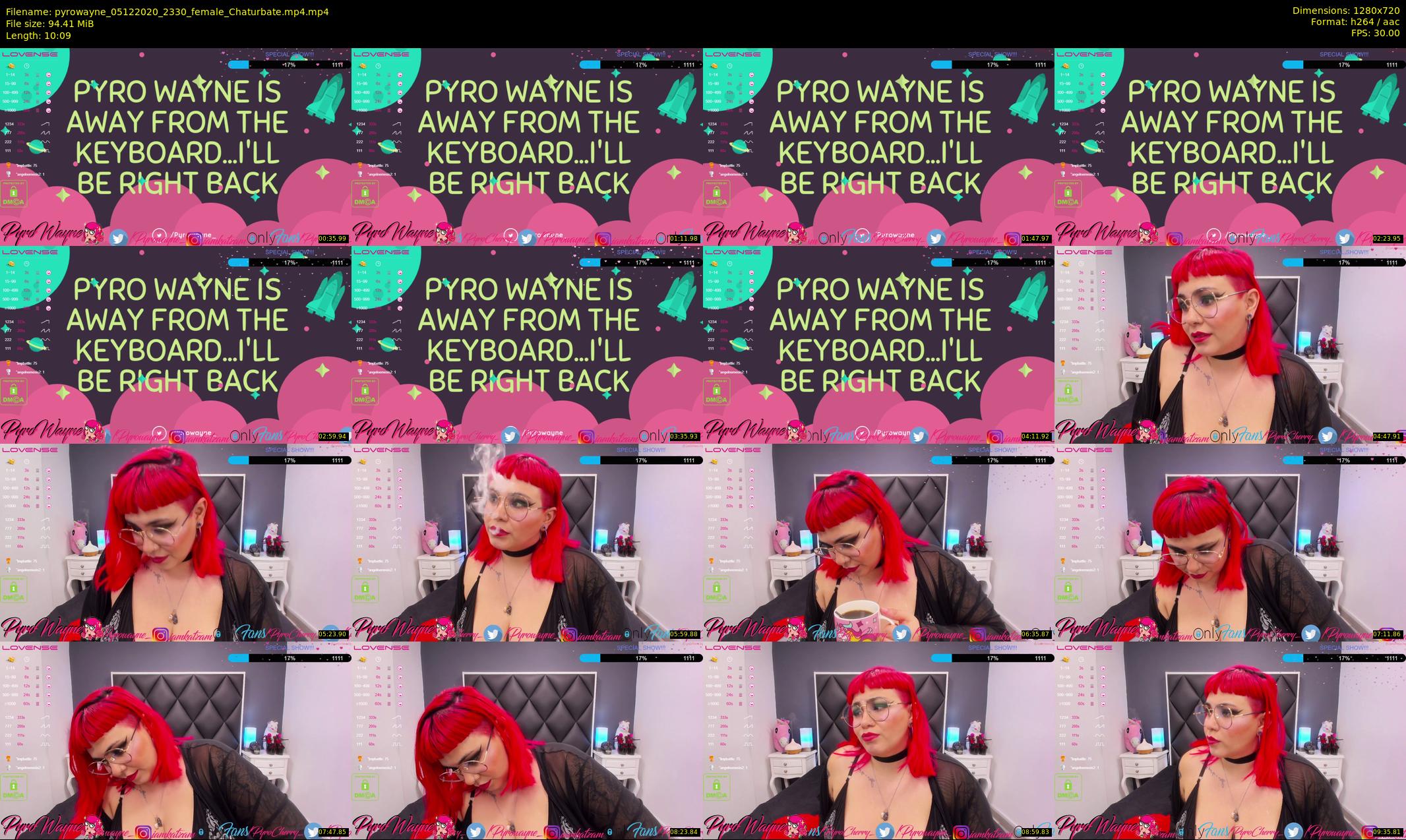 pyrowayne — 11 minute Chaturbate female cam show recording, 720p, Dec 5, 2020