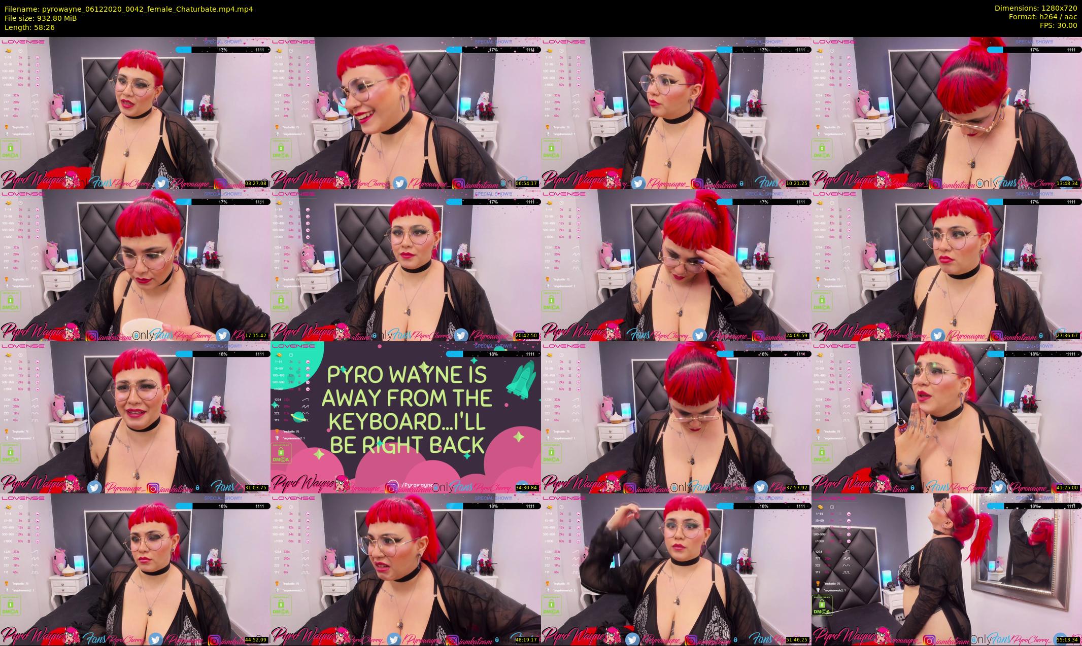 pyrowayne — 59 minute Chaturbate female cam show recording, 720p, Dec 6, 2020