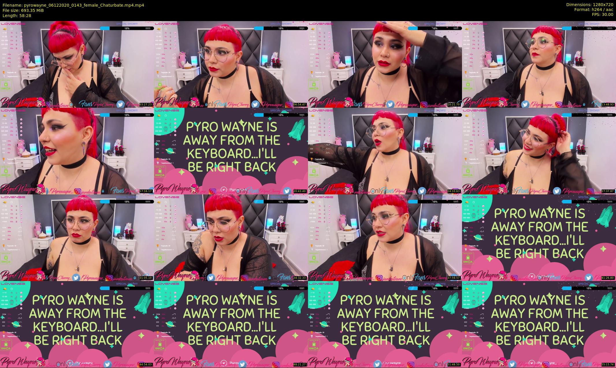 pyrowayne — 59 minute Chaturbate female cam show recording, 720p, Dec 6, 2020