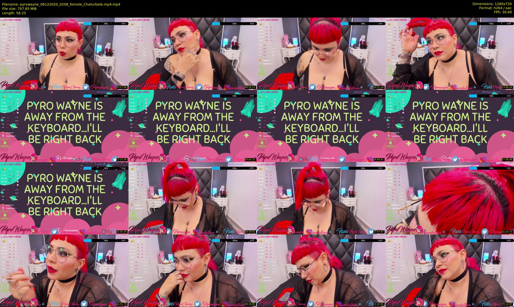 pyrowayne — 59 minute Chaturbate female cam show recording, 720p, Dec 6, 2020