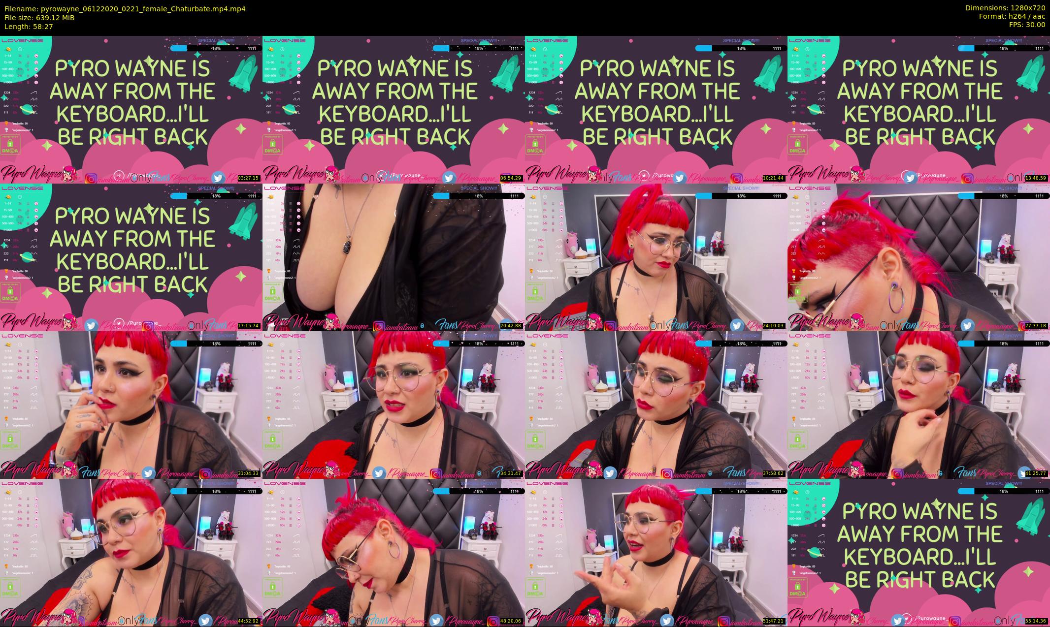 pyrowayne — 59 minute Chaturbate female cam show recording, 720p, Dec 6, 2020