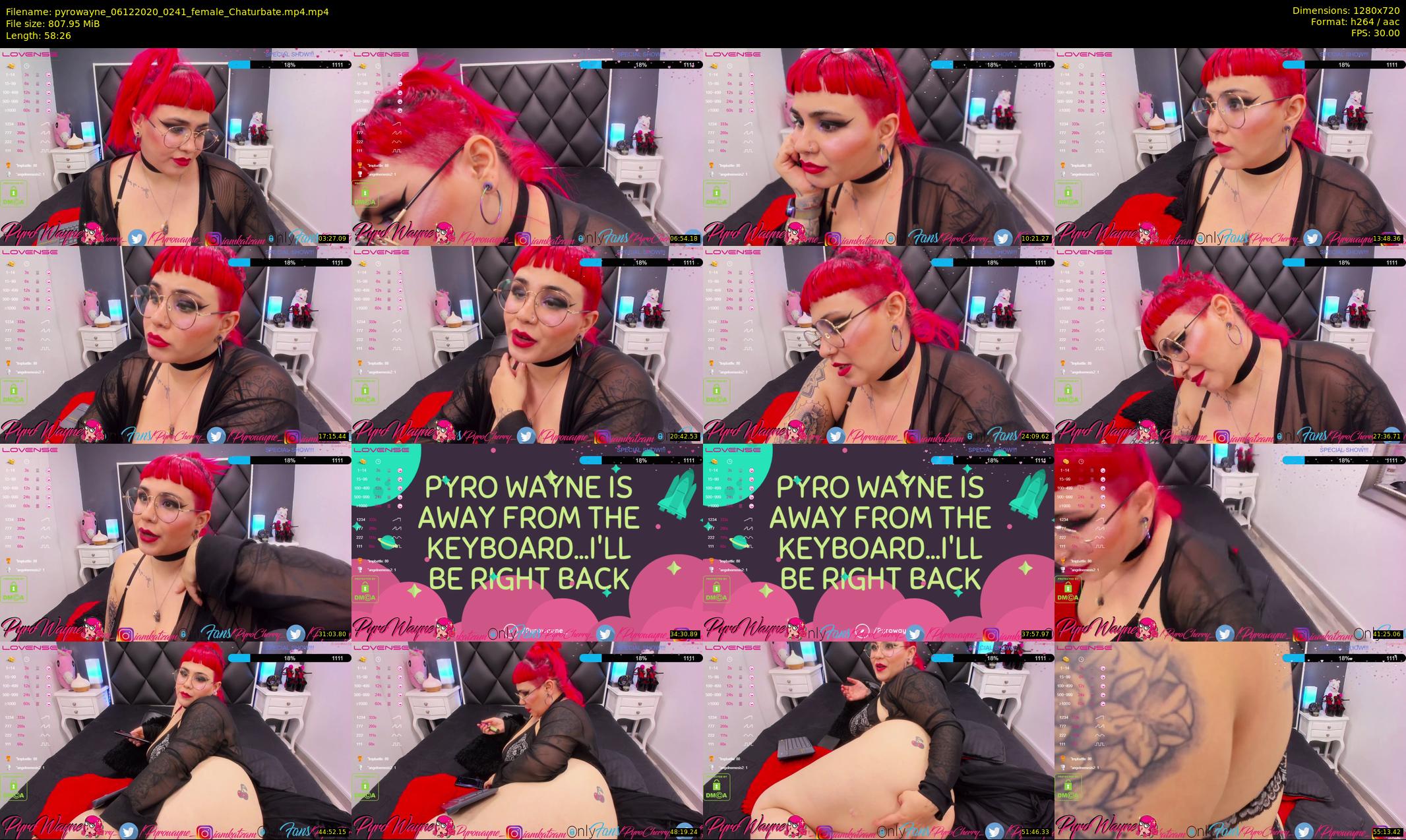 pyrowayne — 59 minute Chaturbate female cam show recording, 720p, Dec 6, 2020