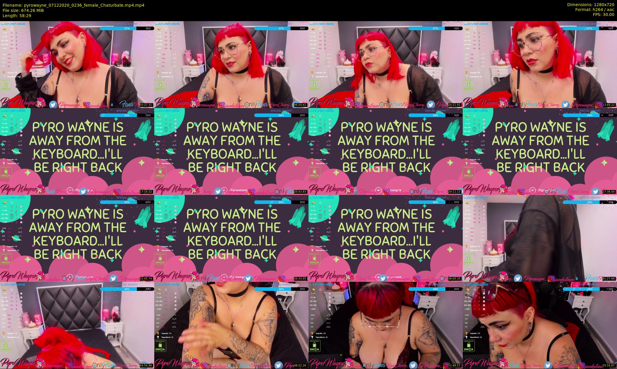 pyrowayne — 59 minute Chaturbate female cam show recording, 720p, Dec 7, 2020