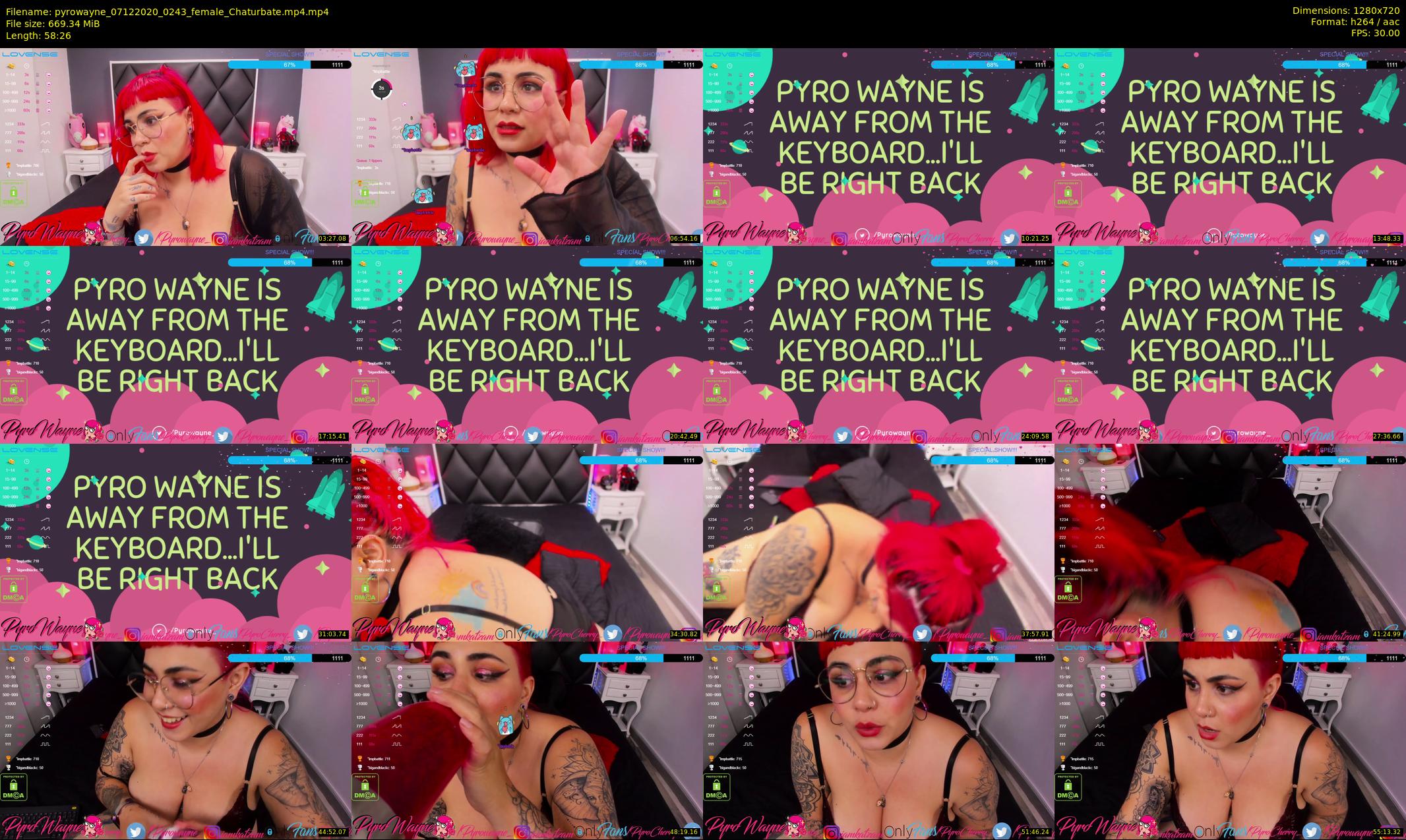 pyrowayne — 59 minute Chaturbate female cam show recording, 720p, Dec 7, 2020