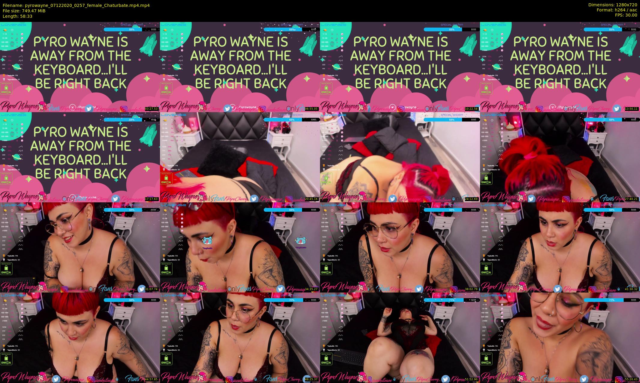 pyrowayne — 59 minute Chaturbate female cam show recording, 720p, Dec 7, 2020