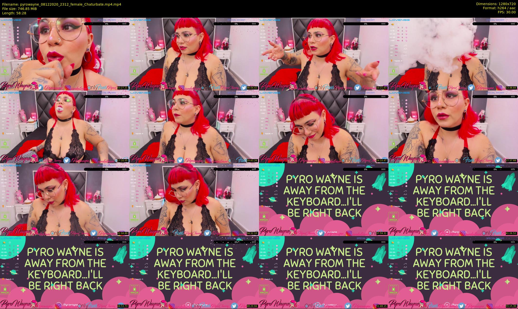 pyrowayne — 59 minute Chaturbate female cam show recording, 720p, Dec 8, 2020