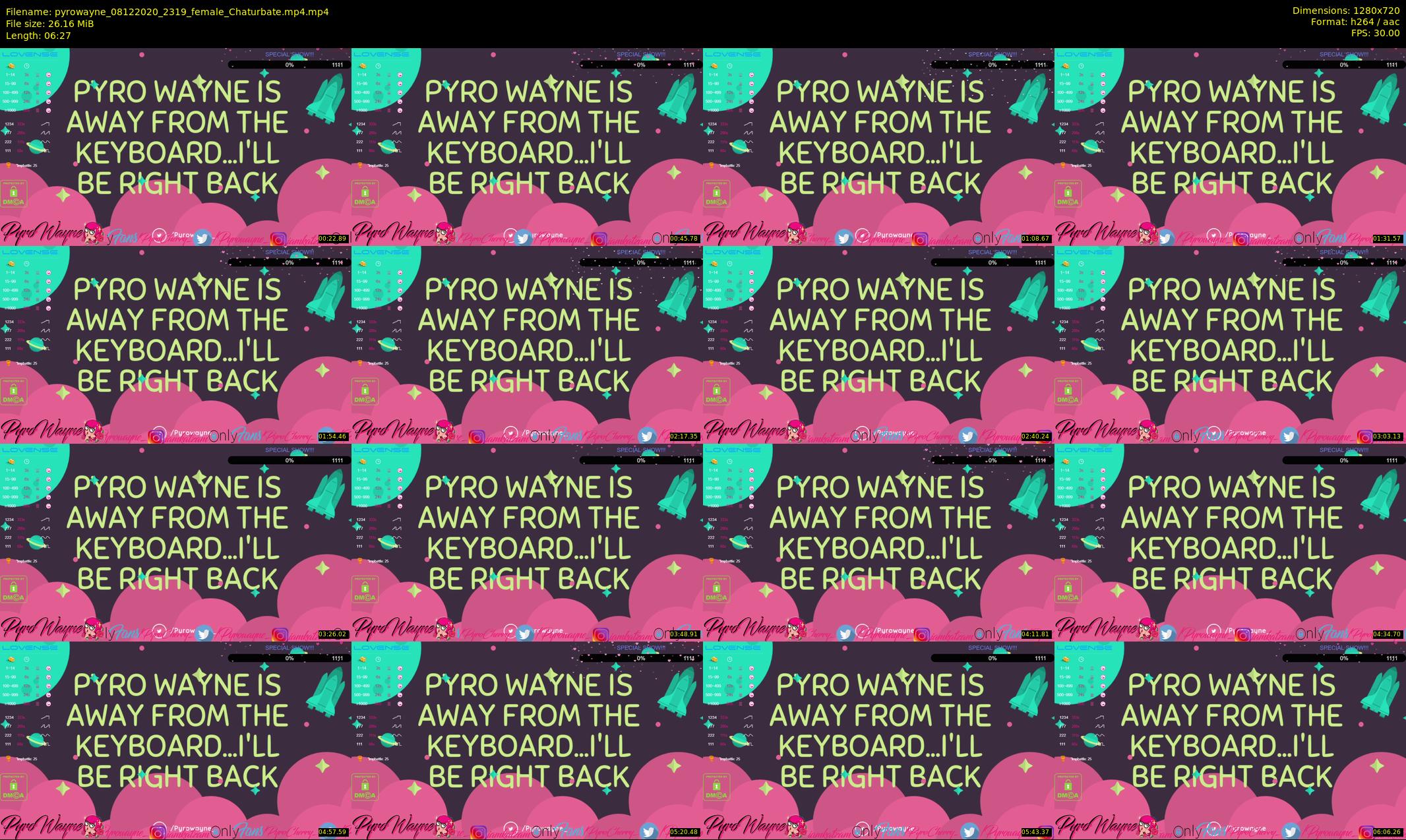 pyrowayne — 7 minute Chaturbate female cam show recording, 720p, Dec 8, 2020