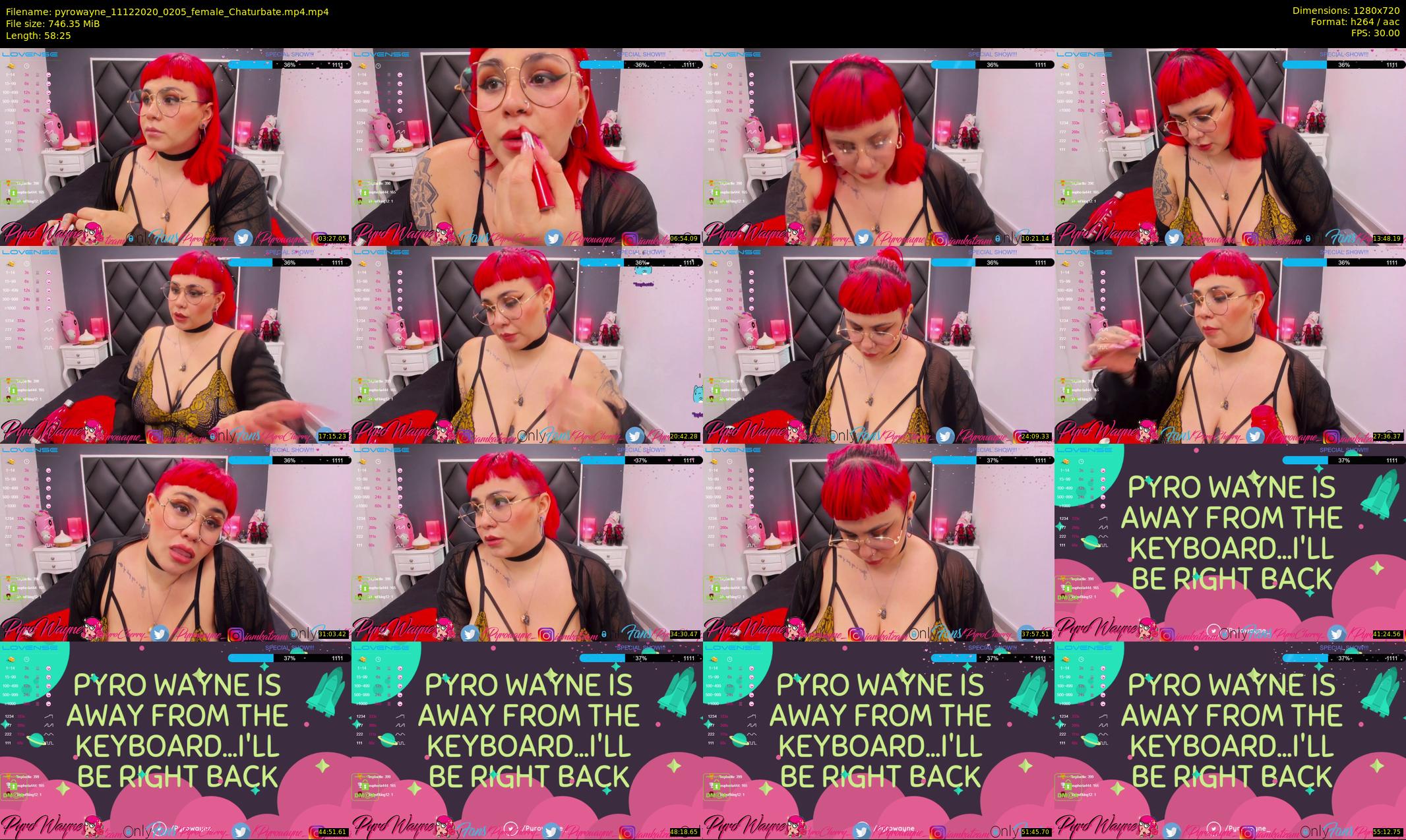 pyrowayne — 59 minute Chaturbate female cam show recording, 720p, Dec 11, 2020