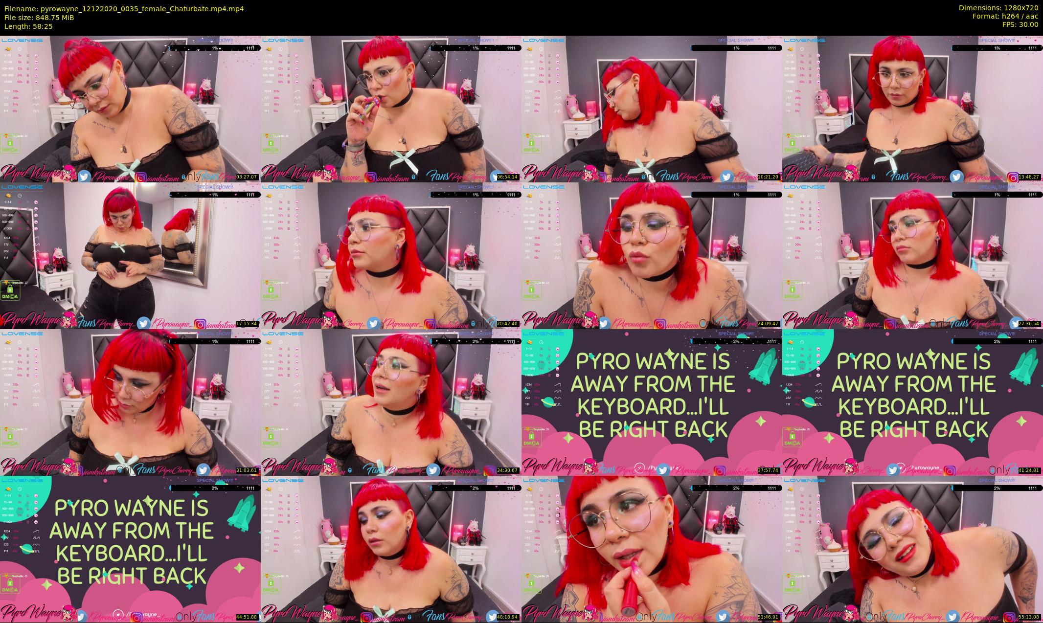 pyrowayne — 59 minute Chaturbate female cam show recording, 720p, Dec 12, 2020