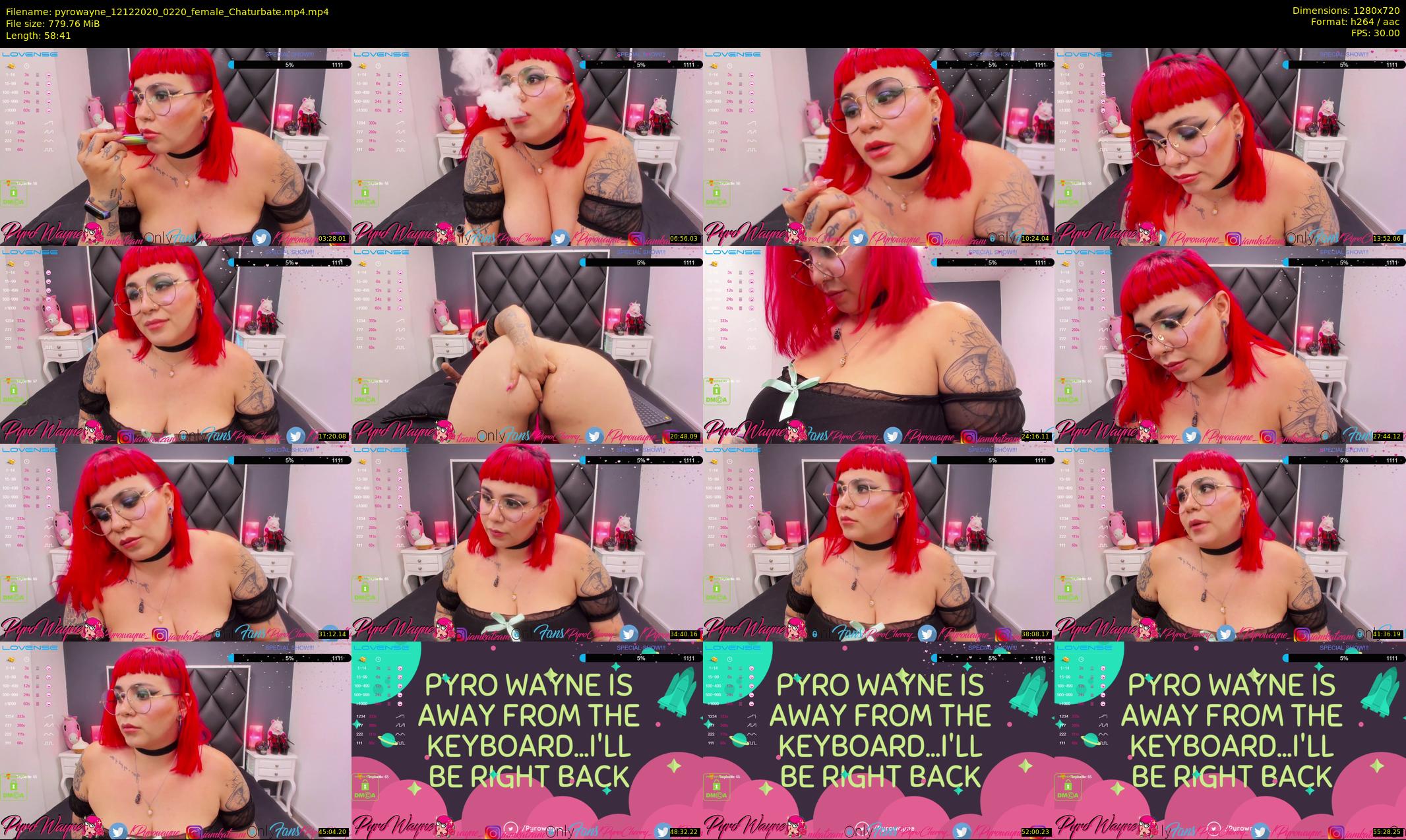 pyrowayne — 59 minute Chaturbate female cam show recording, 720p, Dec 12, 2020