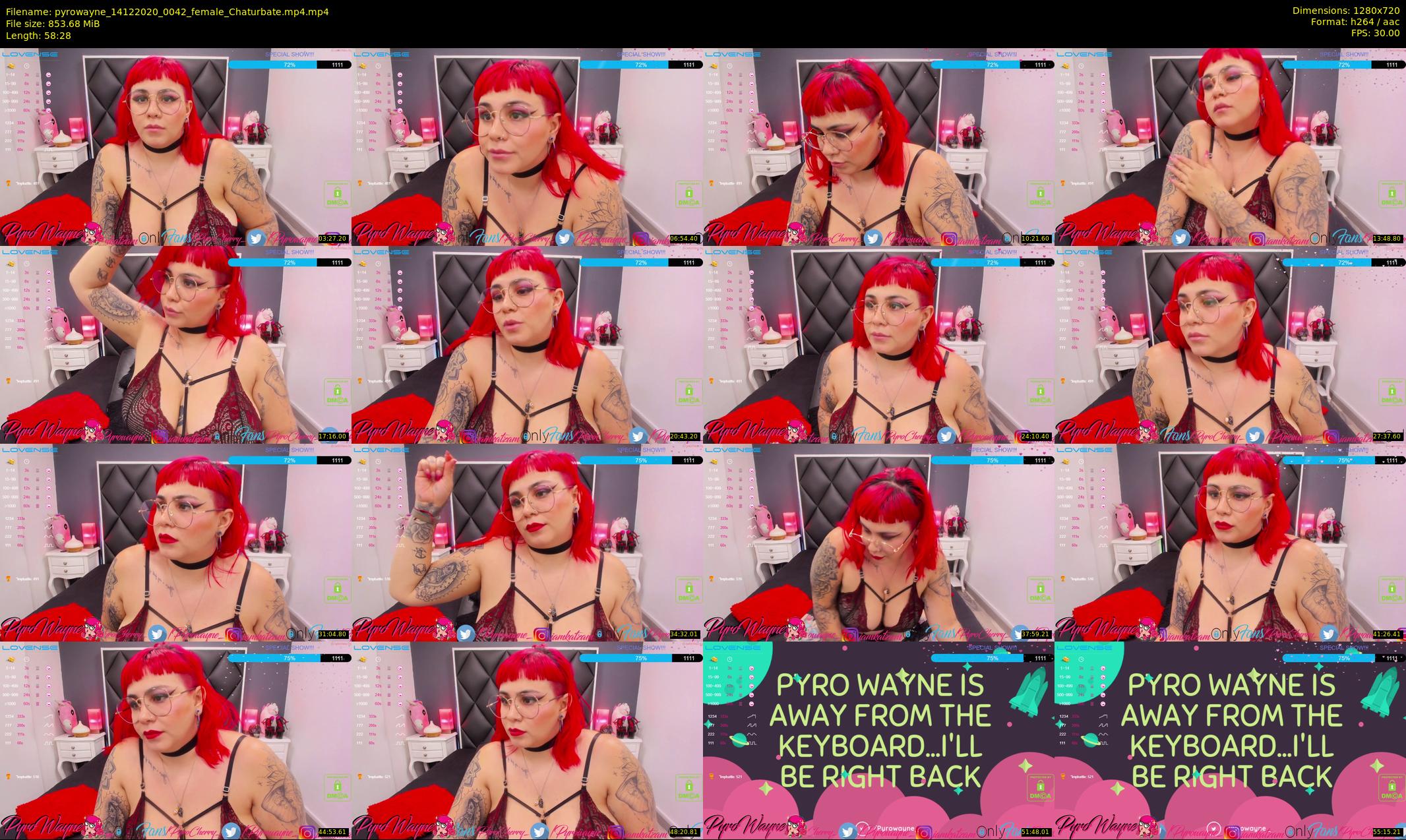 pyrowayne — 59 minute Chaturbate female cam show recording, 720p, Dec 14, 2020