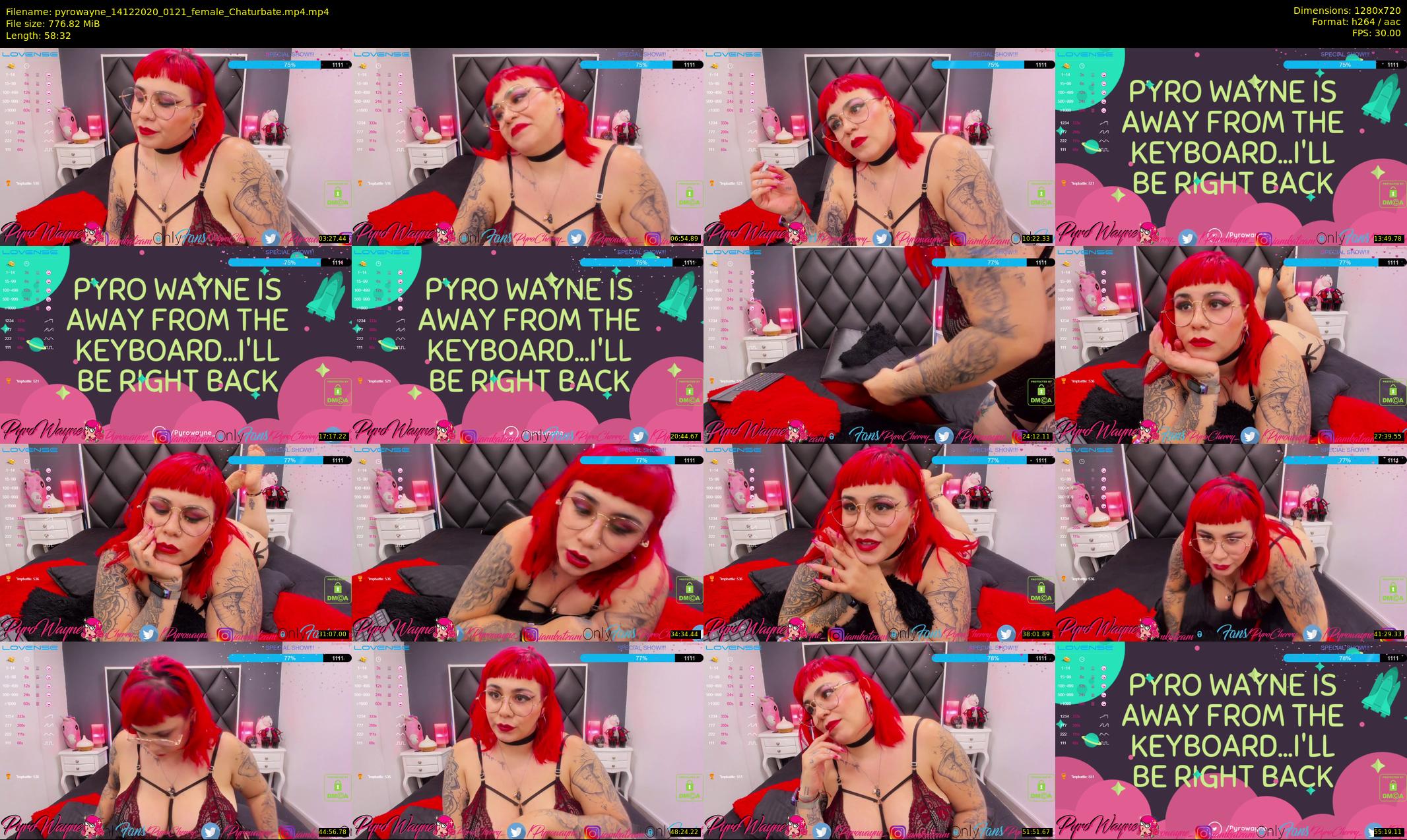 pyrowayne — 59 minute Chaturbate female cam show recording, 720p, Dec 14, 2020