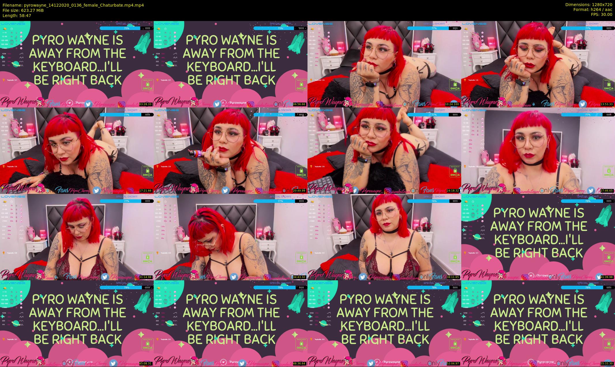 pyrowayne — 59 minute Chaturbate female cam show recording, 720p, Dec 14, 2020
