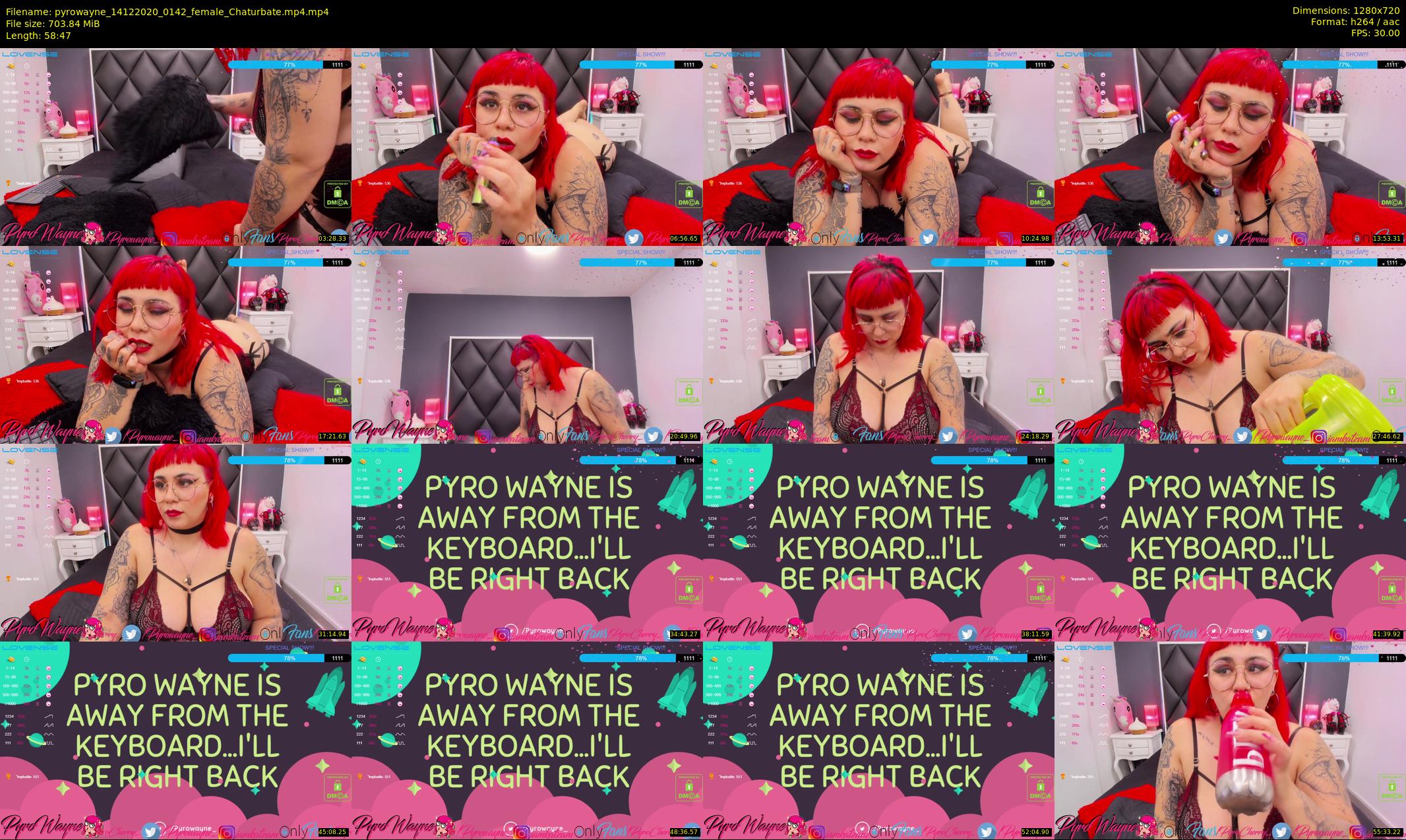 pyrowayne — 59 minute Chaturbate female cam show recording, 720p, Dec 14, 2020