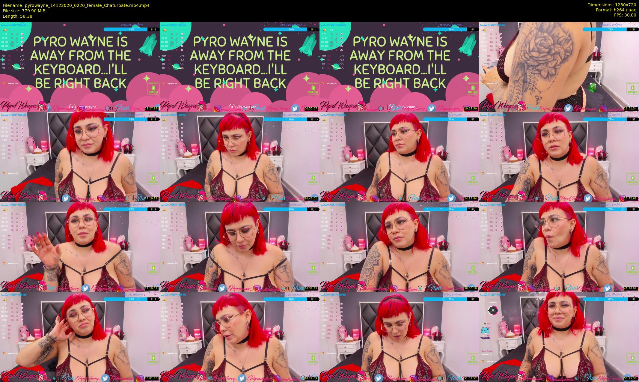 pyrowayne — 59 minute Chaturbate female cam show recording, 720p, Dec 14, 2020