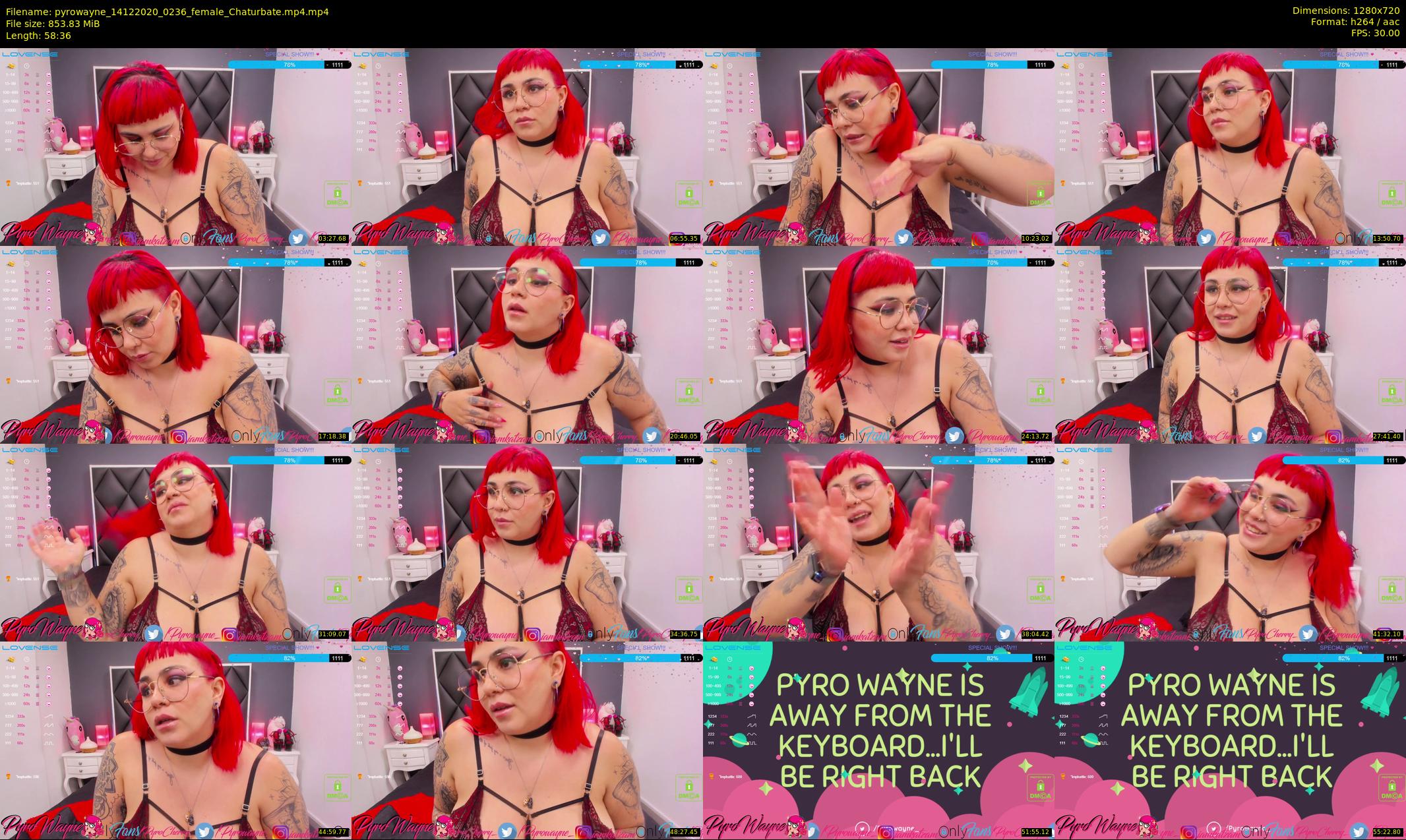 pyrowayne — 59 minute Chaturbate female cam show recording, 720p, Dec 14, 2020