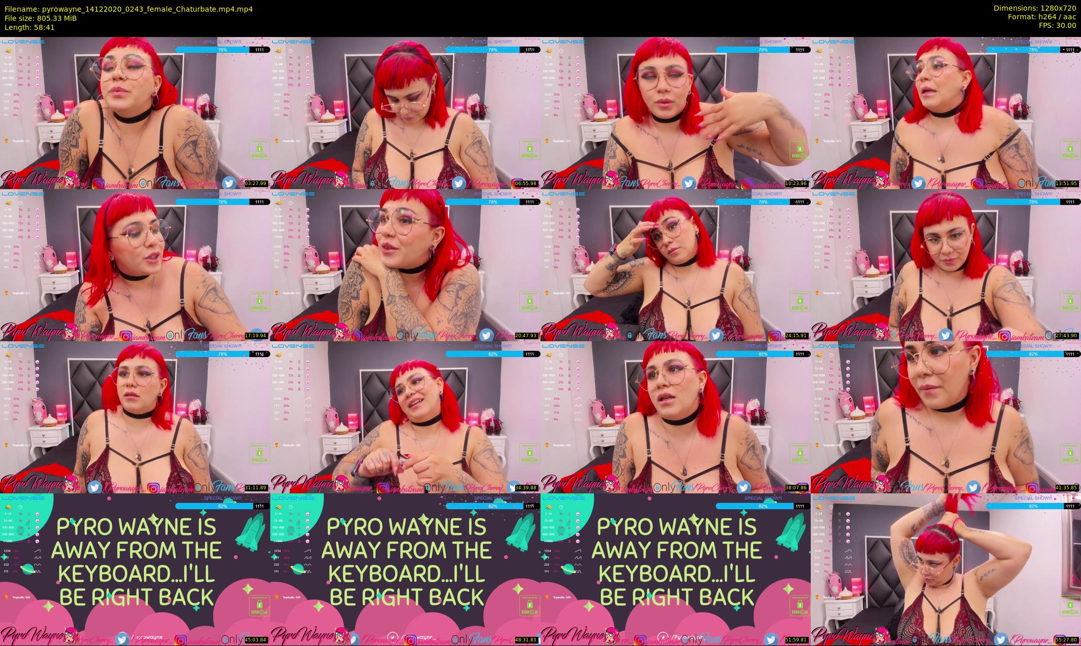 pyrowayne — 59 minute Chaturbate female cam show recording, 720p, Dec 14, 2020