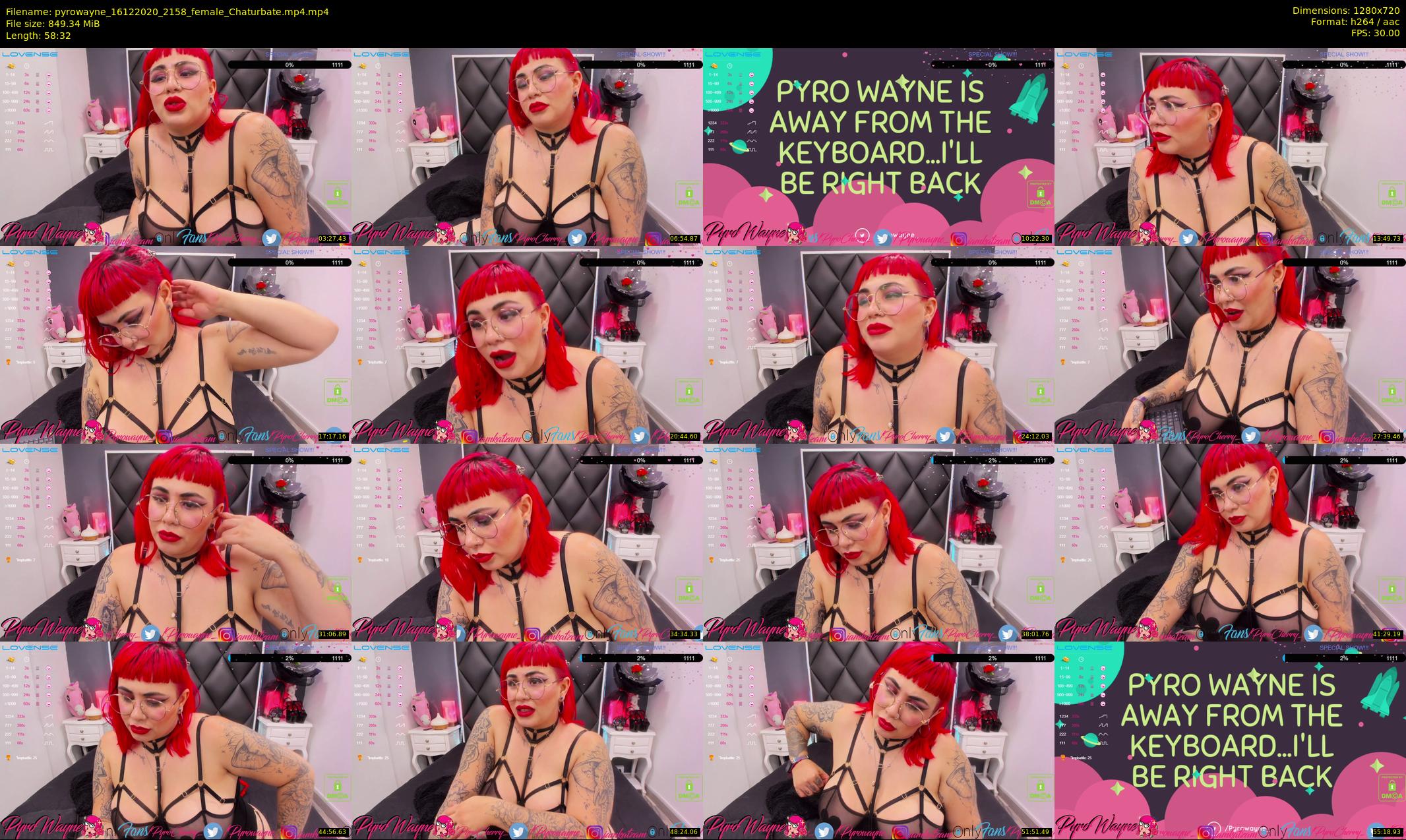 pyrowayne — 59 minute Chaturbate female cam show recording, 720p, Dec 16, 2020